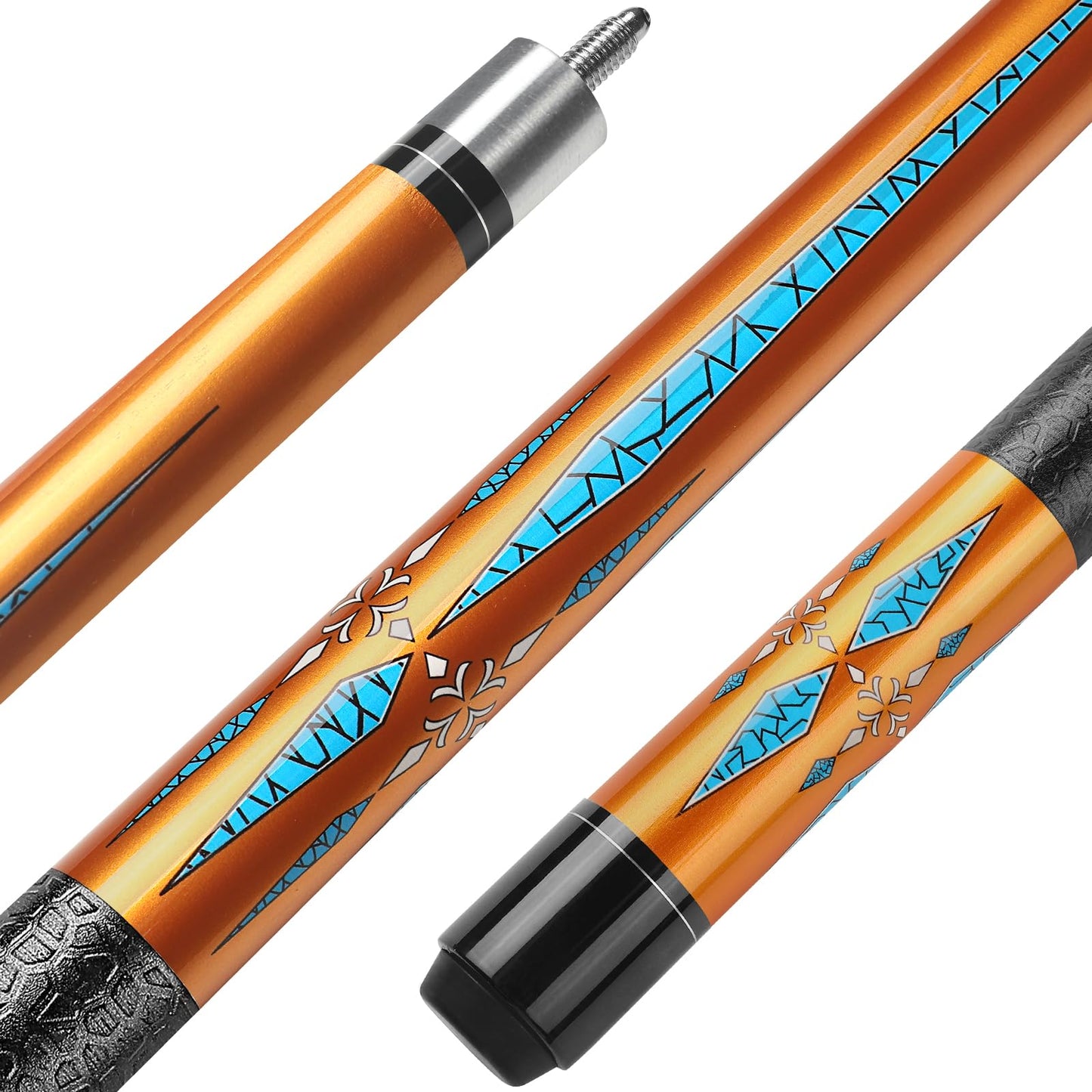 58" Maple Pool Cue Stick – Leather Grip, 18-21oz