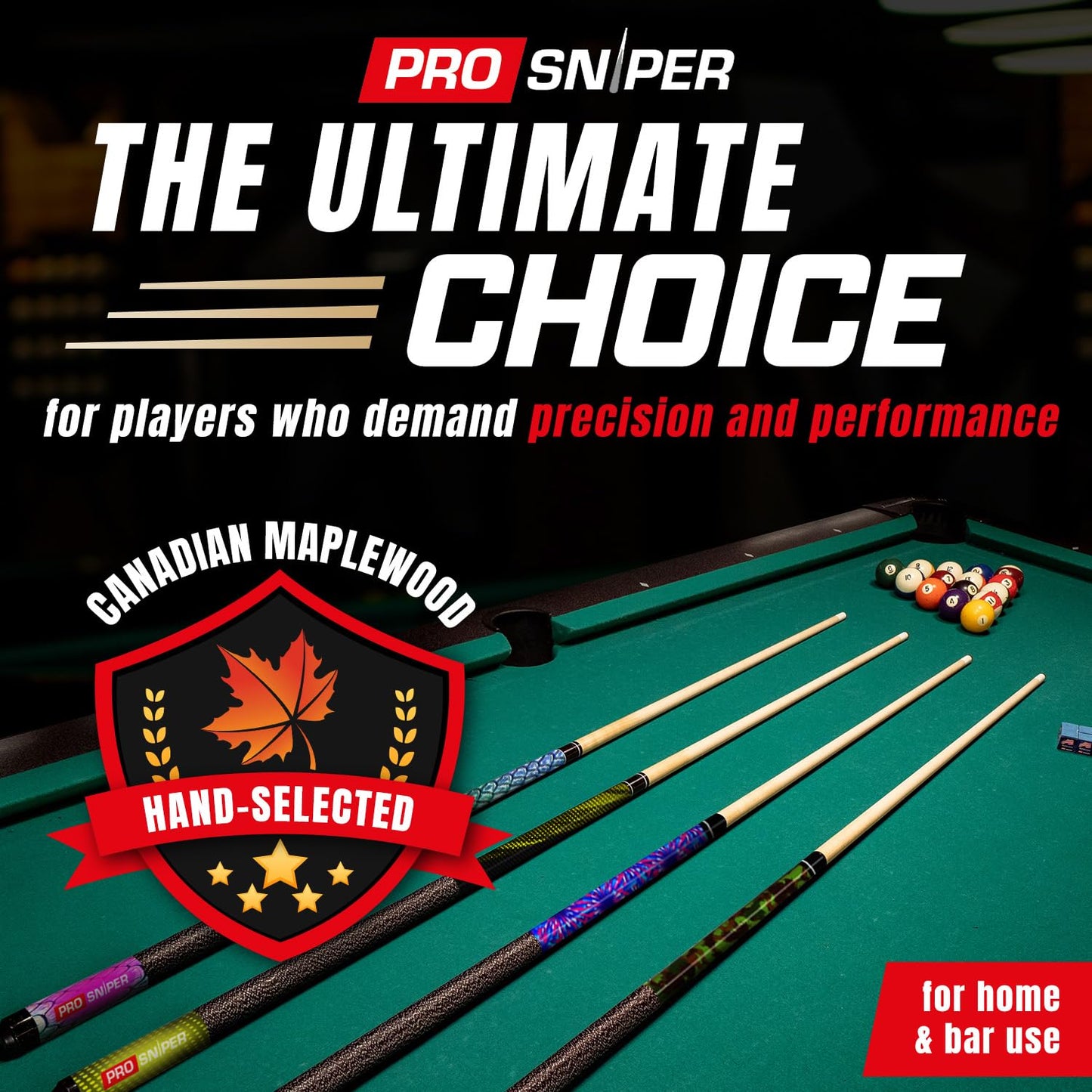 Premium 4-Pack 58" Maple Pool Cues