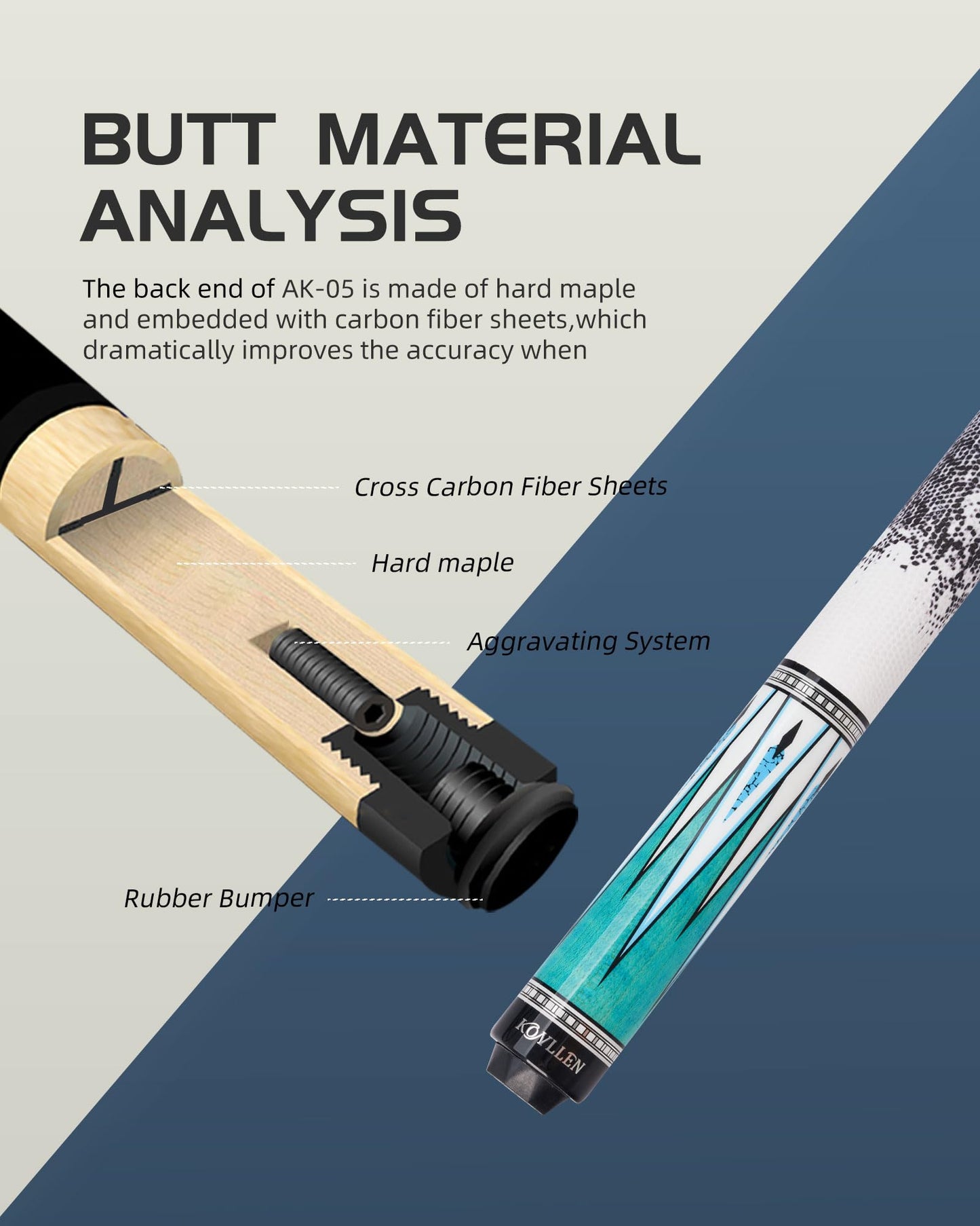 KONLLEN 58" Carbon Fiber Pool Cue