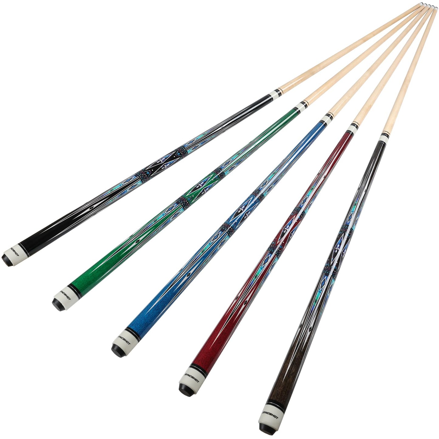 5-Pack 58" Maple Pool Cues – 18-21oz