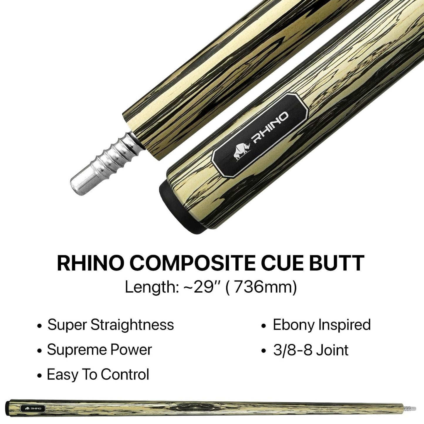 RHINO G-w Series Pool Cue – 12.5mm Tip, Exotic Woods