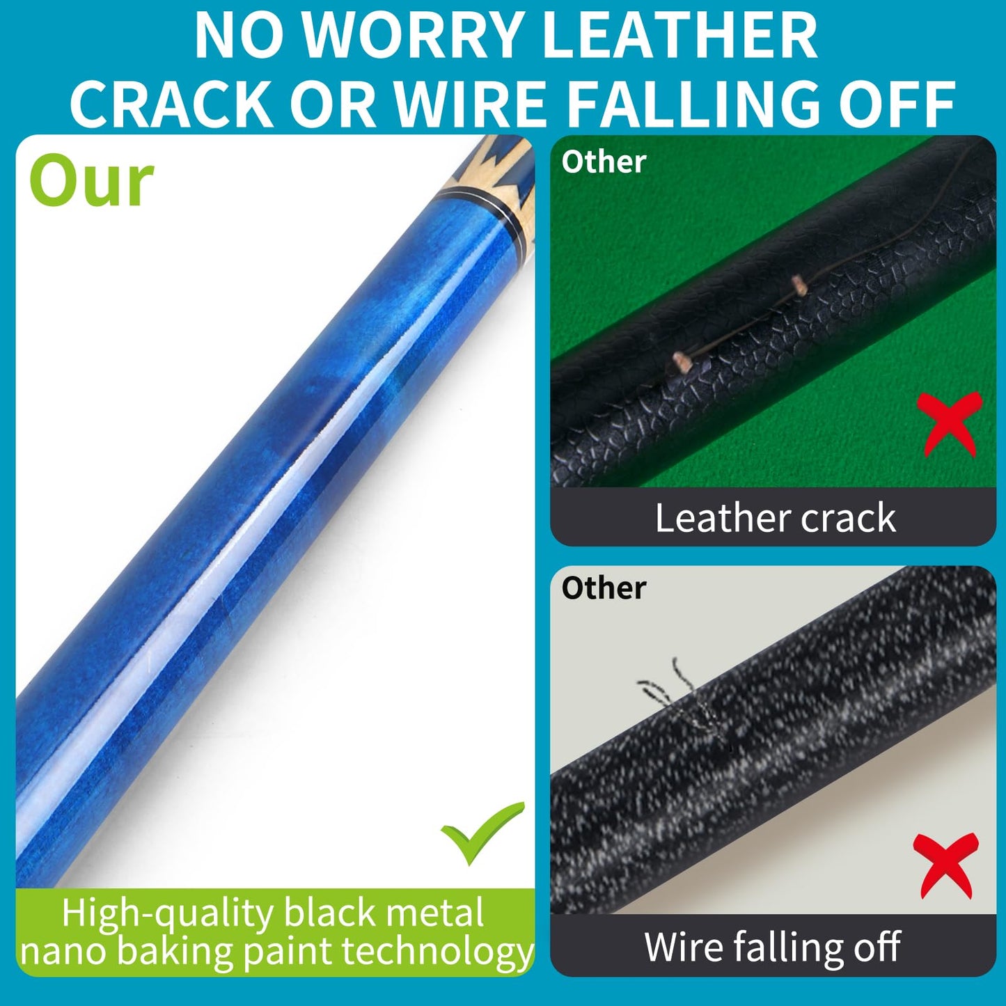 4-Pack 58" Maple Pool Cue Sticks – 18-21oz