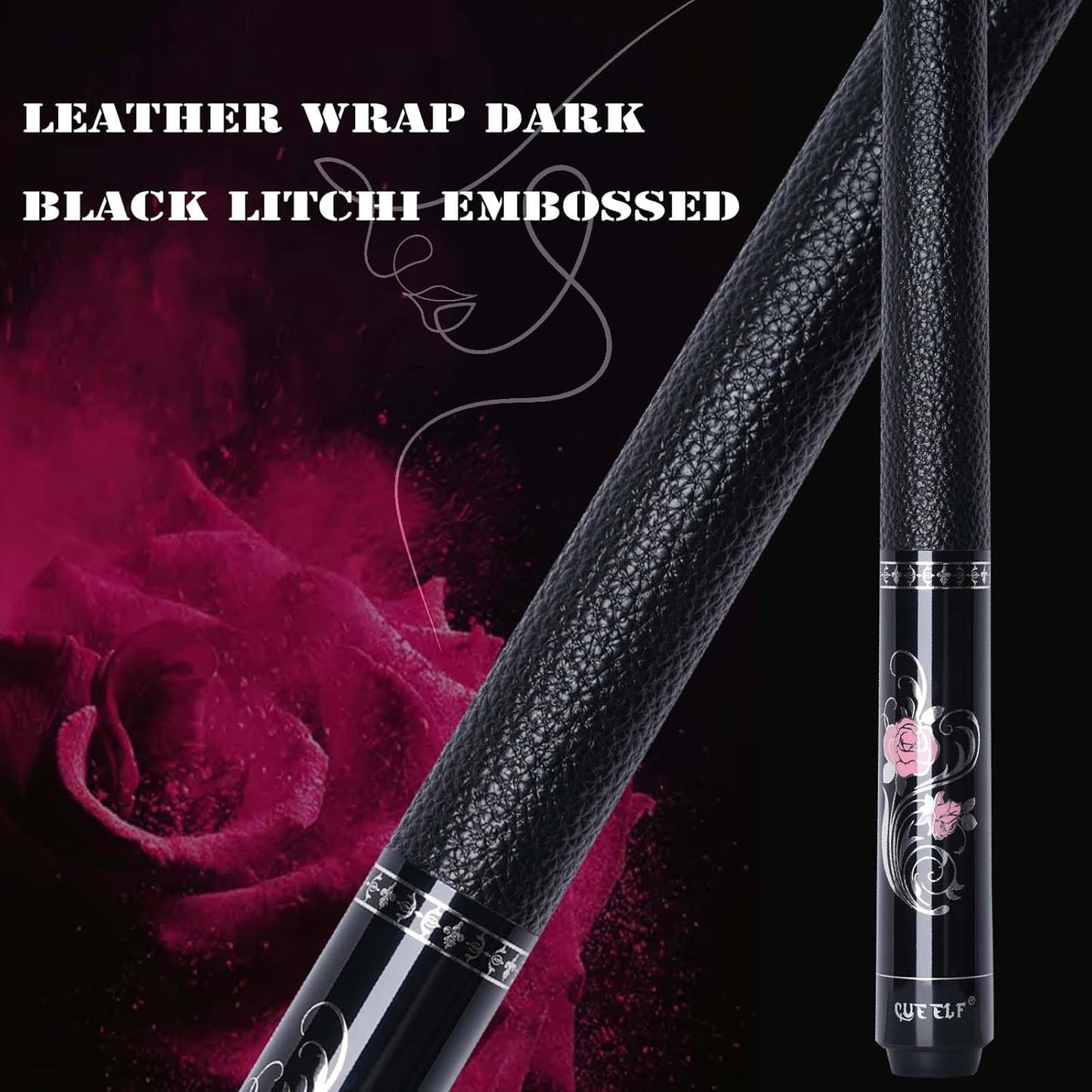 58" Carbon Fiber Pool Cue – Pink, Low Deflection