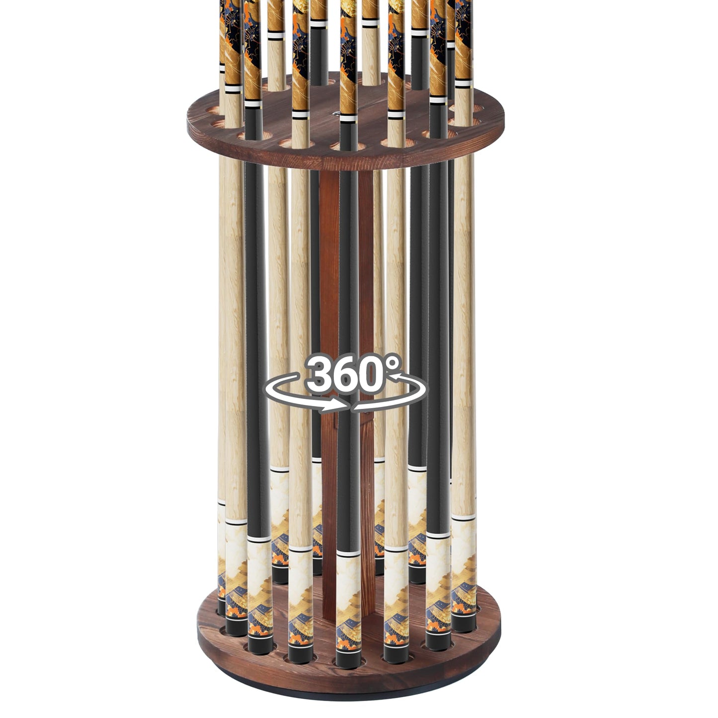 Rotating 15-Stick Pool Cue Rack