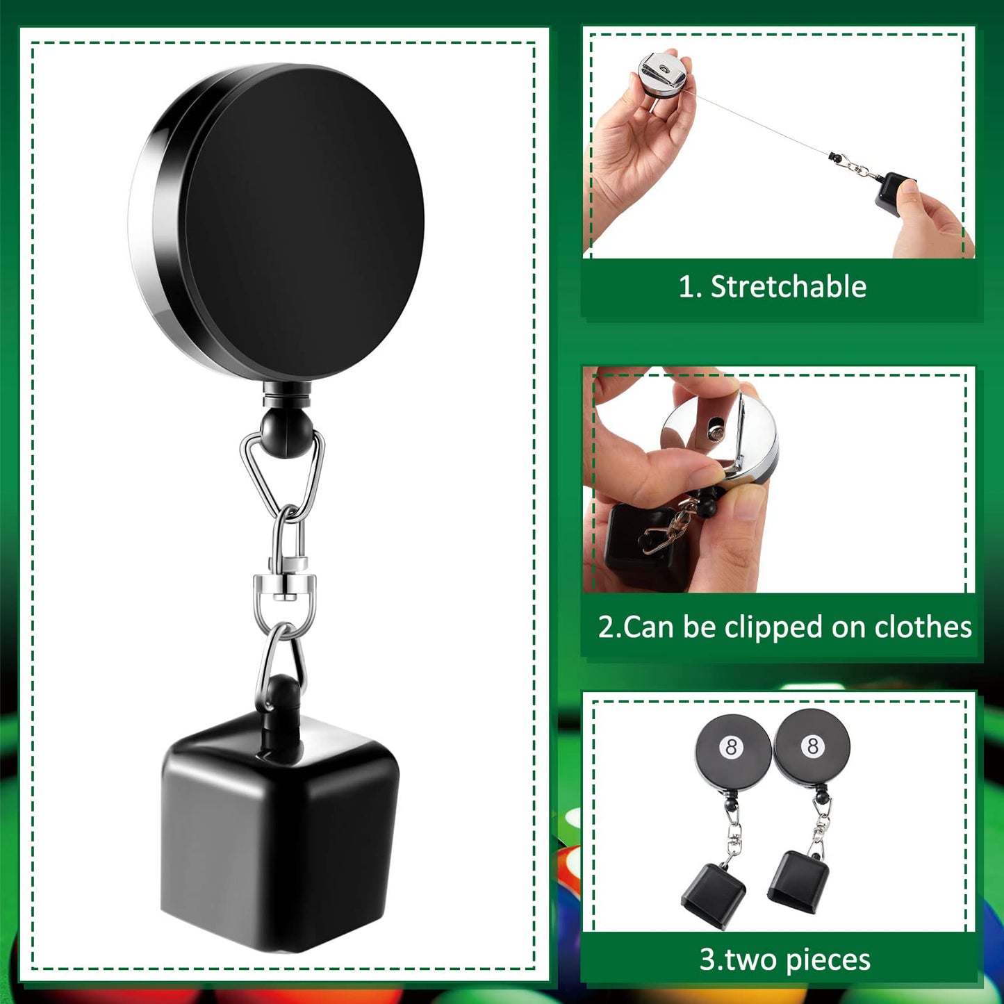 Lewtemi Retractable Pool Cue Chalk Holder – 2pcs