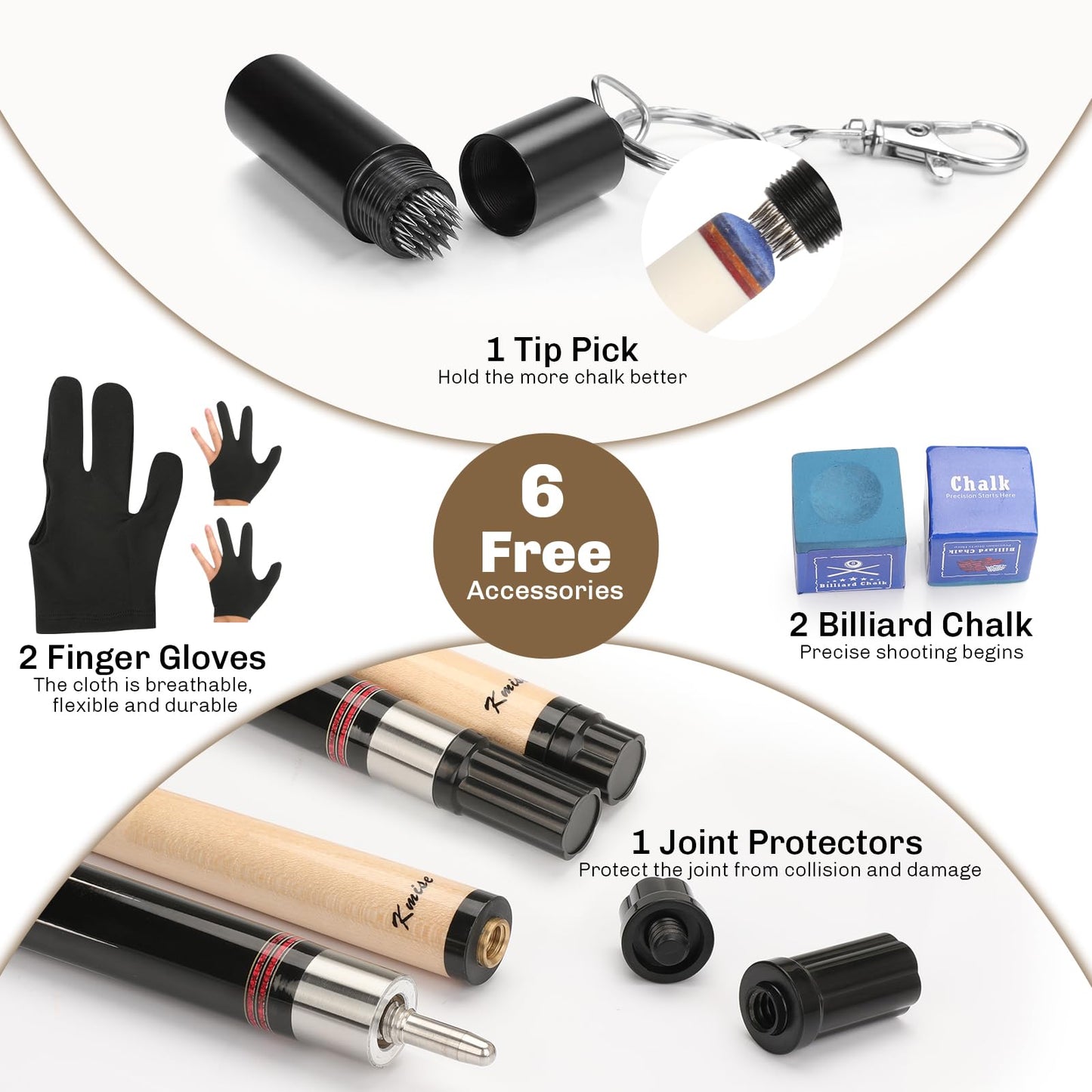 Kmise 58" Maple Pool Cue with Case