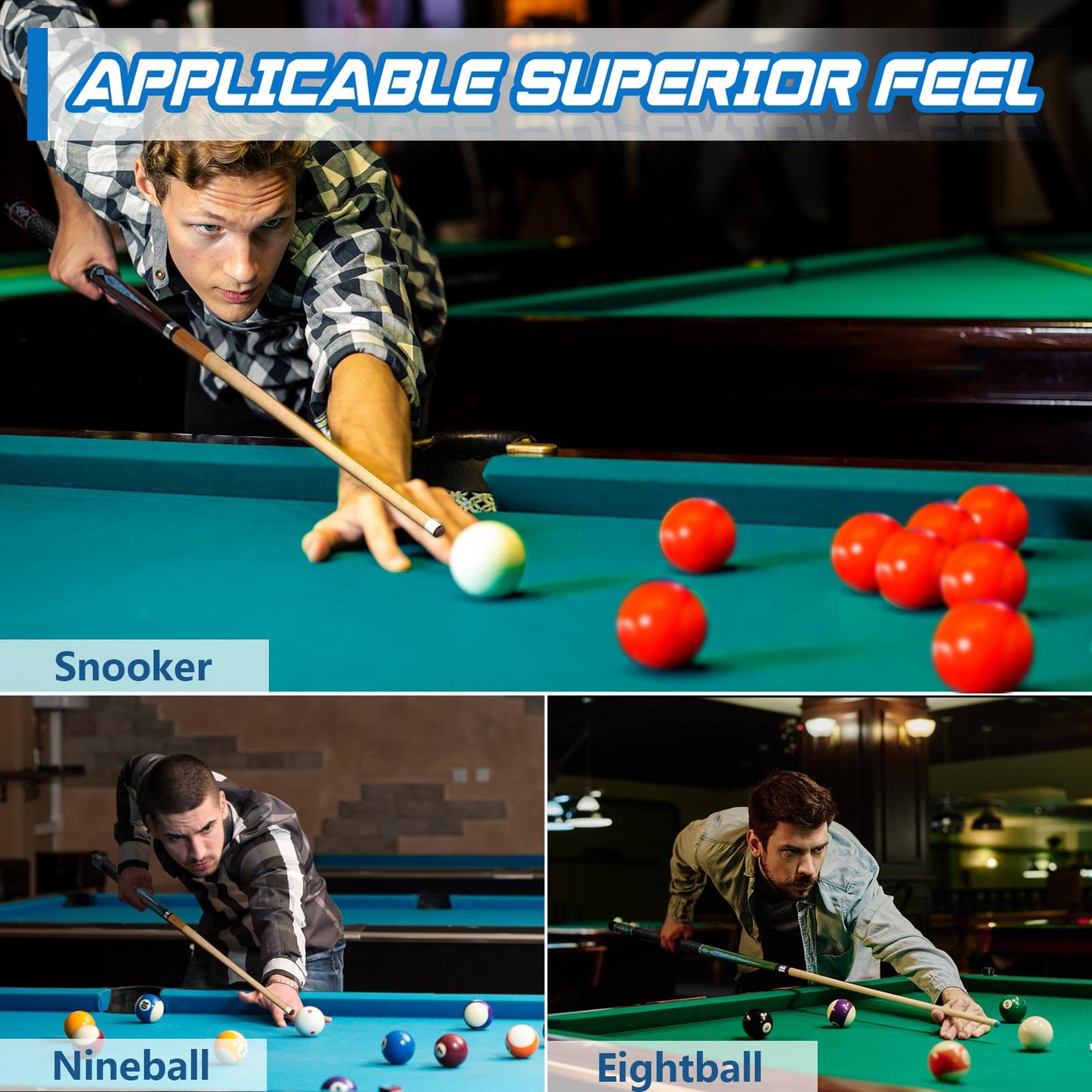 4-Pack 58" Maple Pool Cue Sticks – Includes Chalk