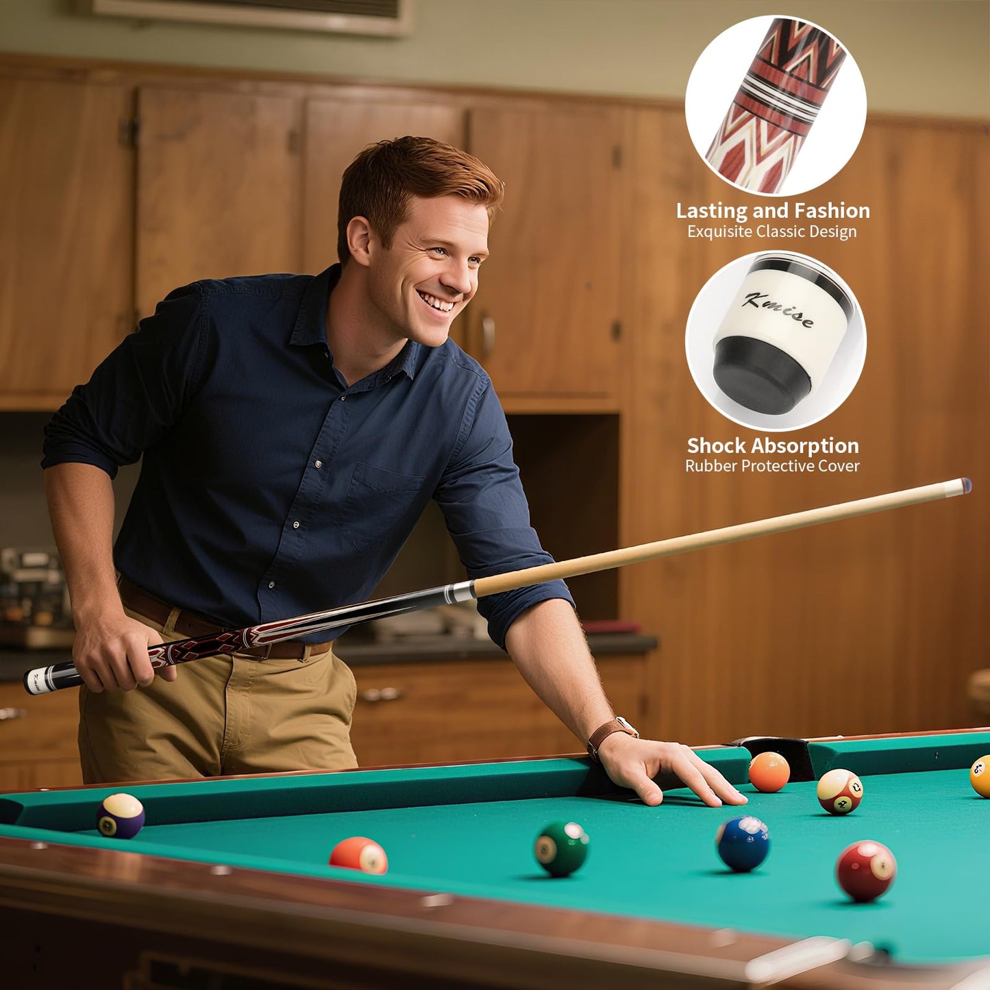 Kmise 58" Maple Pool Cue with Case