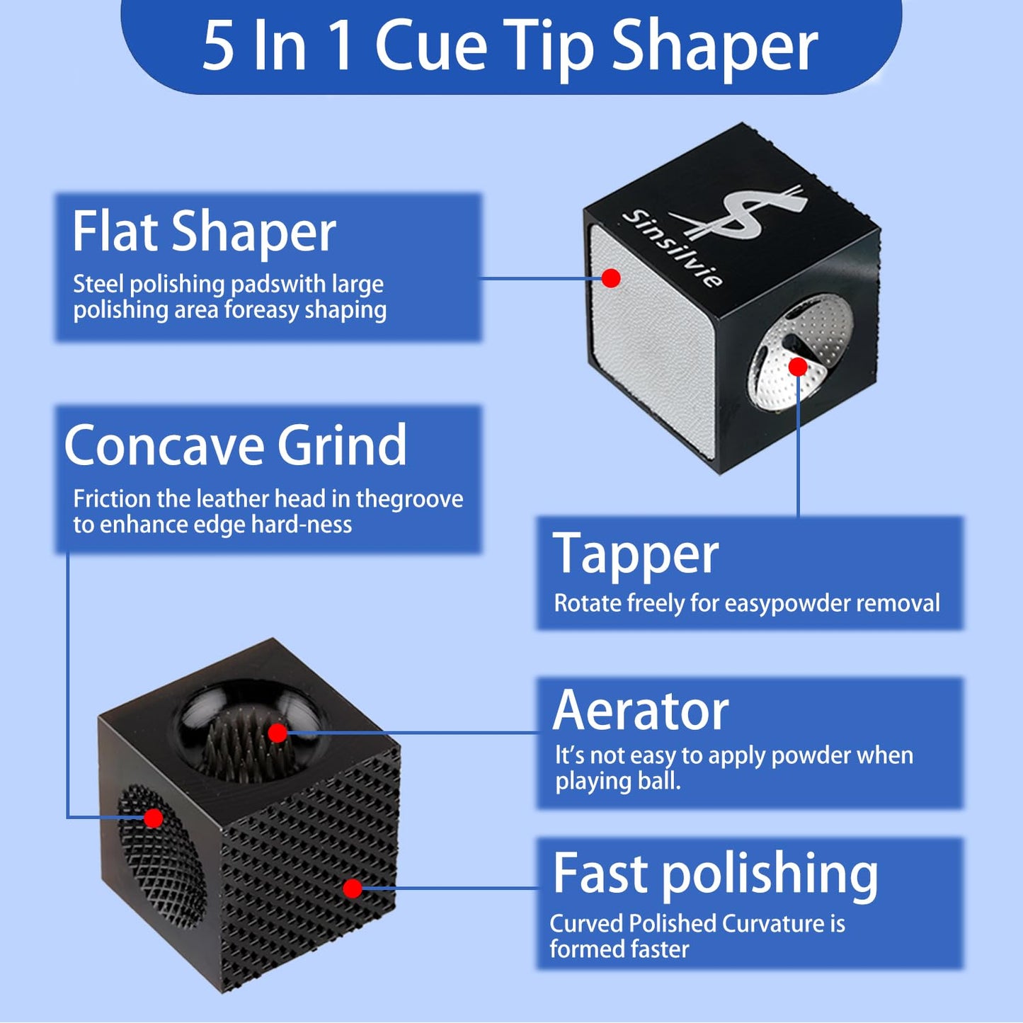 5-in-1 Pool Cue Tip Tool