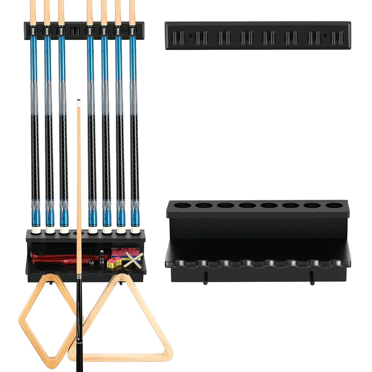 Wall Mount Pool Cue Rack – 6 Sticks