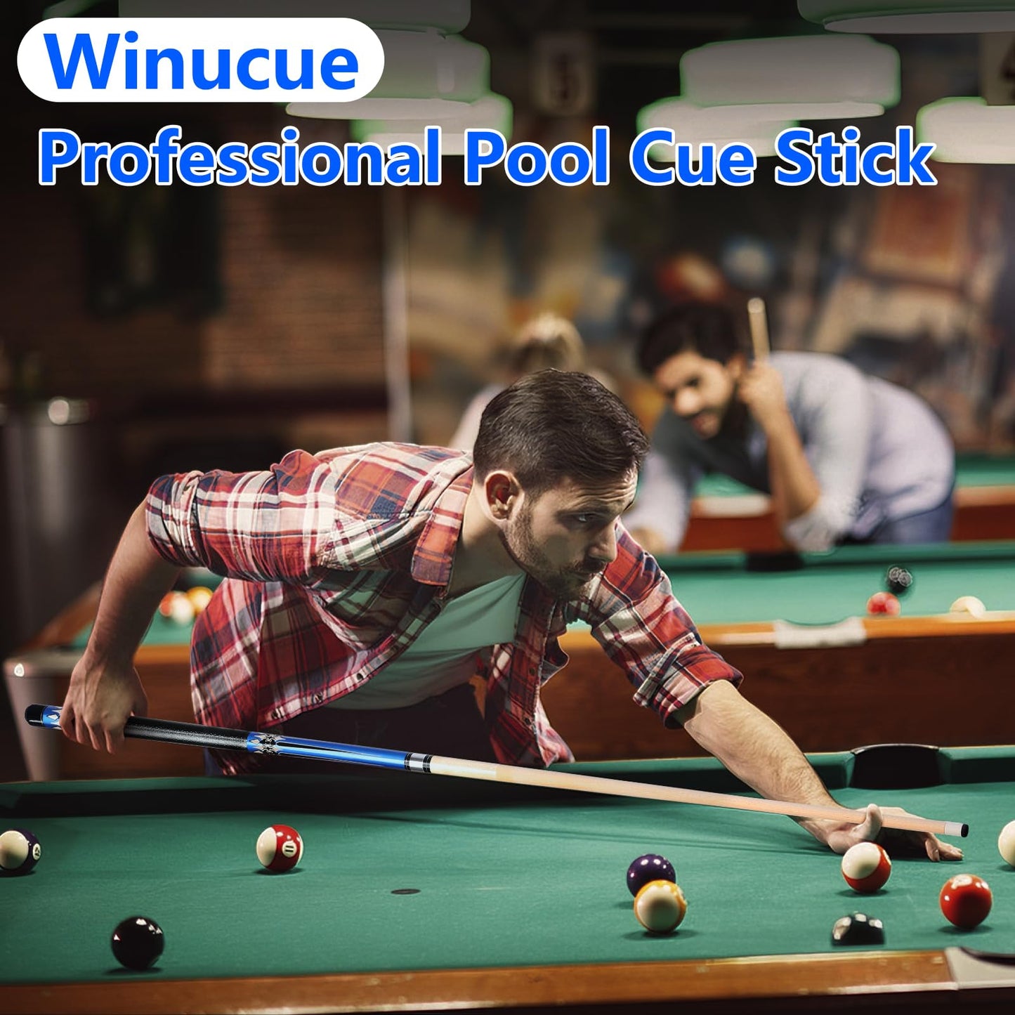 58" Maple Pool Cue Stick – Leather Grip, 18-21oz