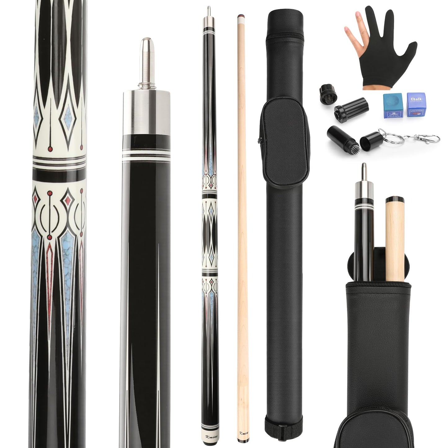 Kmise 58" Maple Pool Cue with Case