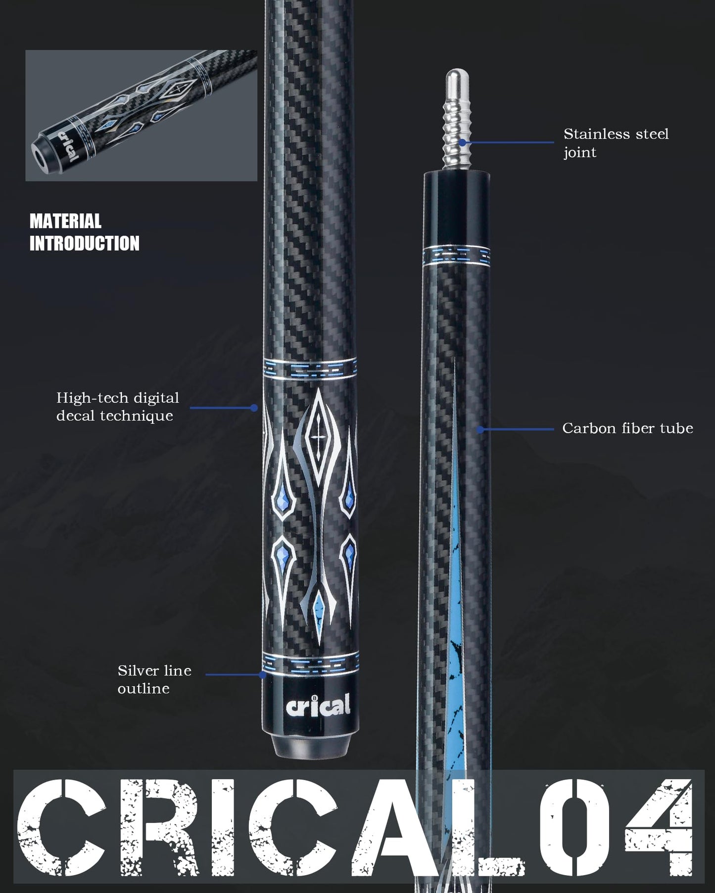 CRICAL 58" Carbon Fiber Pool Cue