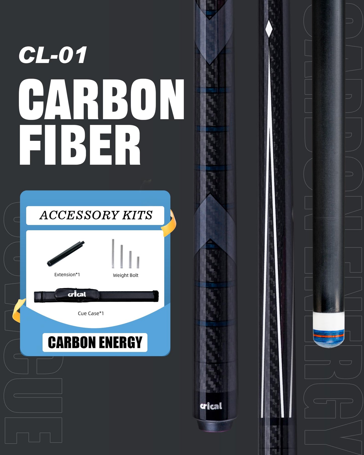 CRICAL 58" Carbon Fiber Pool Cue