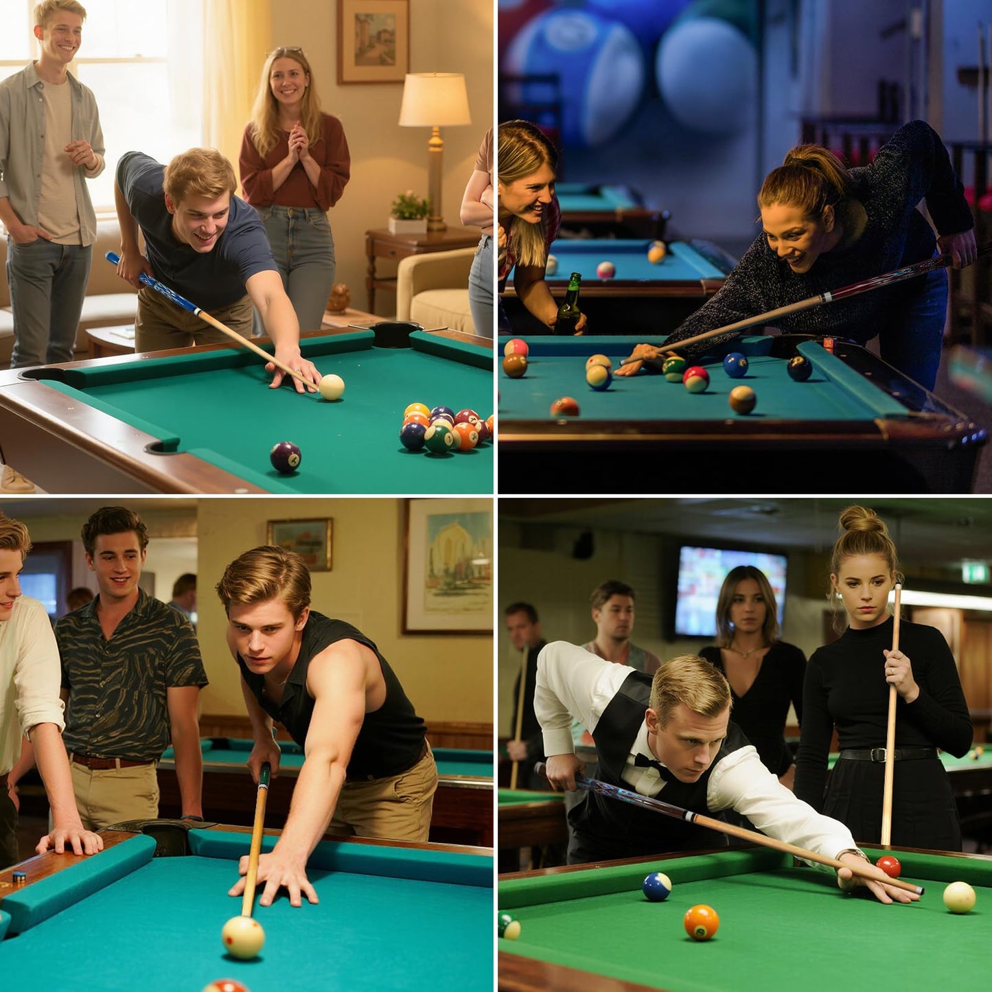 5-Pack 58" Maple Pool Cues – 18-21oz