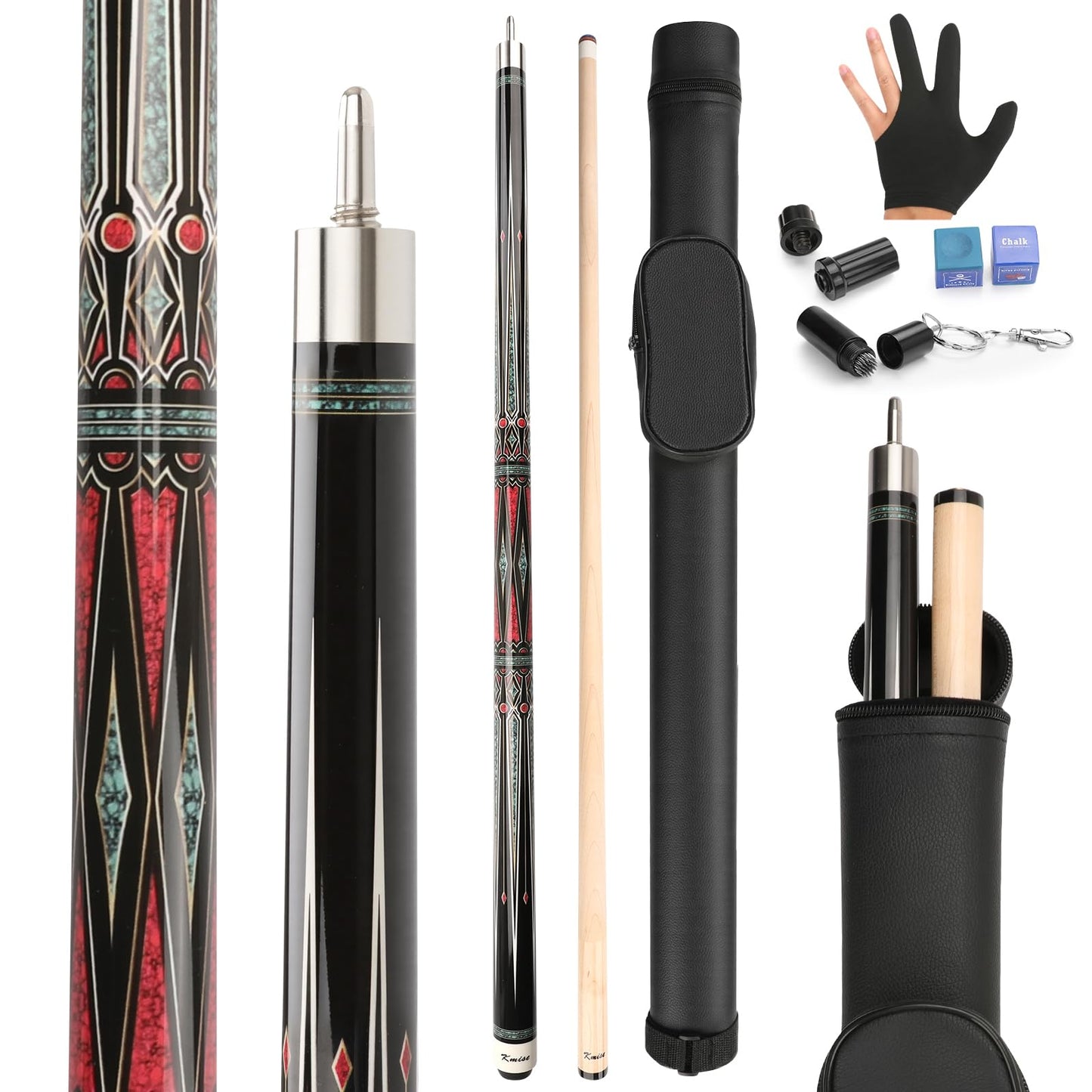 Kmise 58" Maple Pool Cue with Case