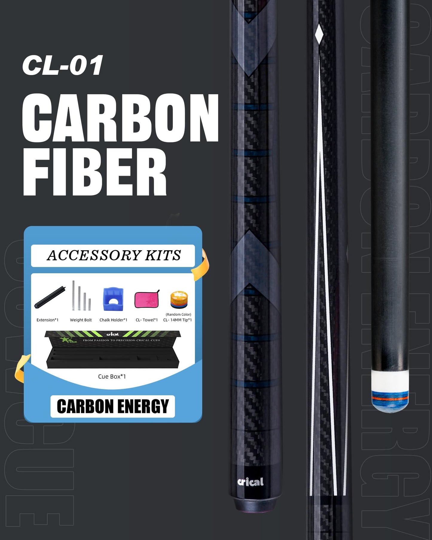 CRICAL 58" Carbon Fiber Pool Cue