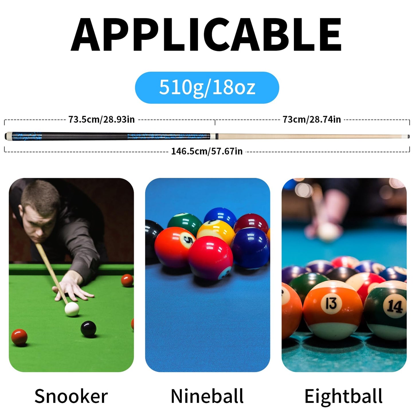 LOTKEY 4-Piece Pool Cue Set