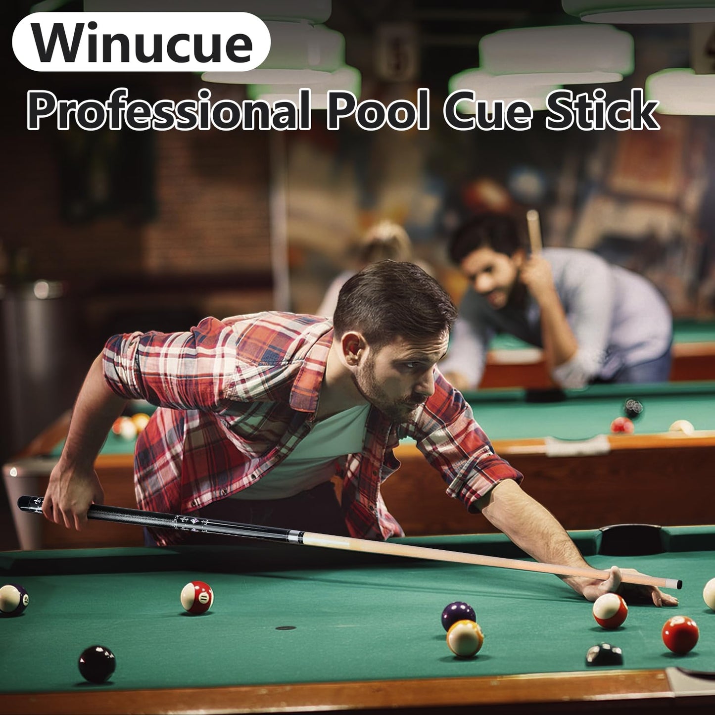 58" Maple Pool Cue Stick – Leather Grip, 18-21oz