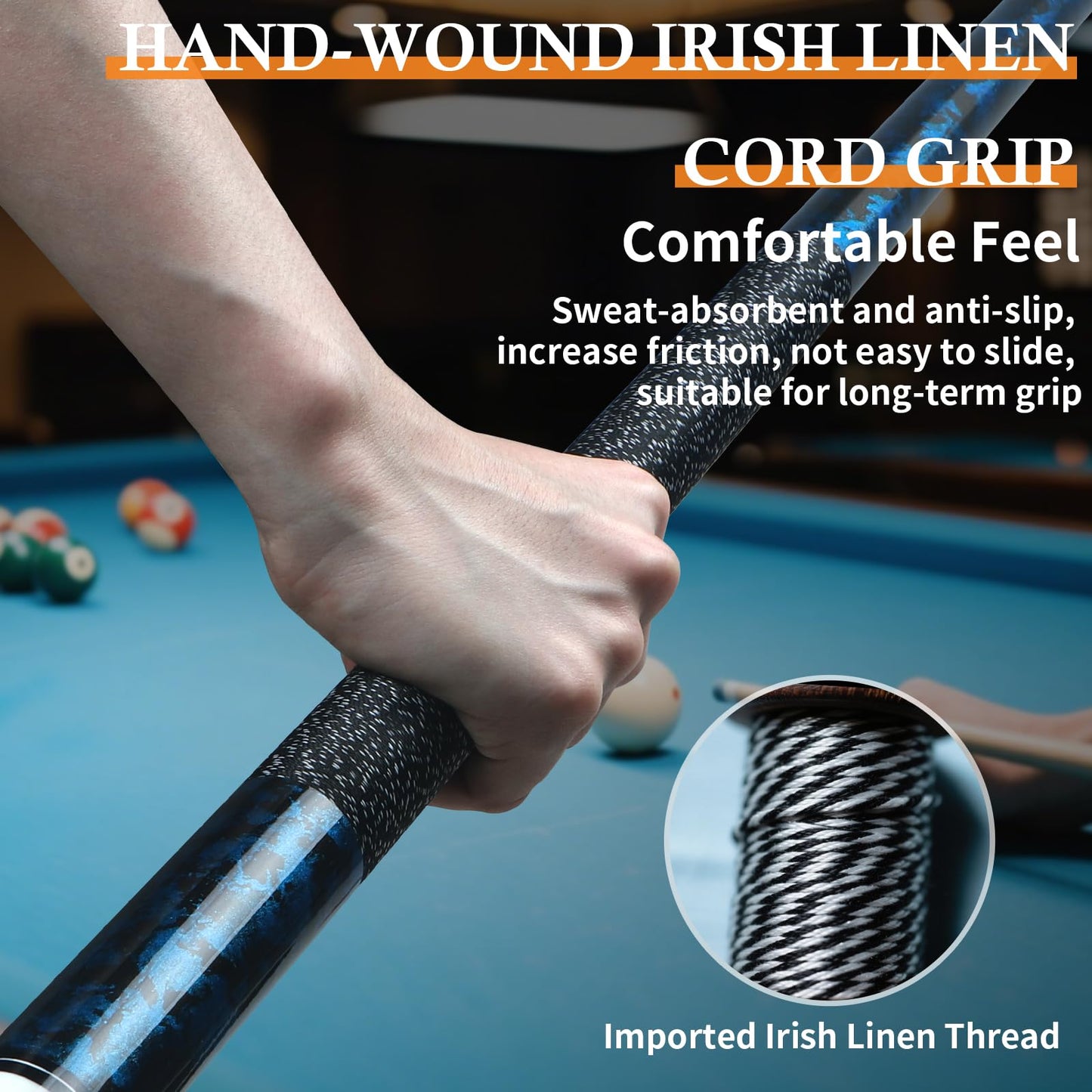 Kmise 58" Maple Pool Cue Set – 13mm Tips, 18-21oz