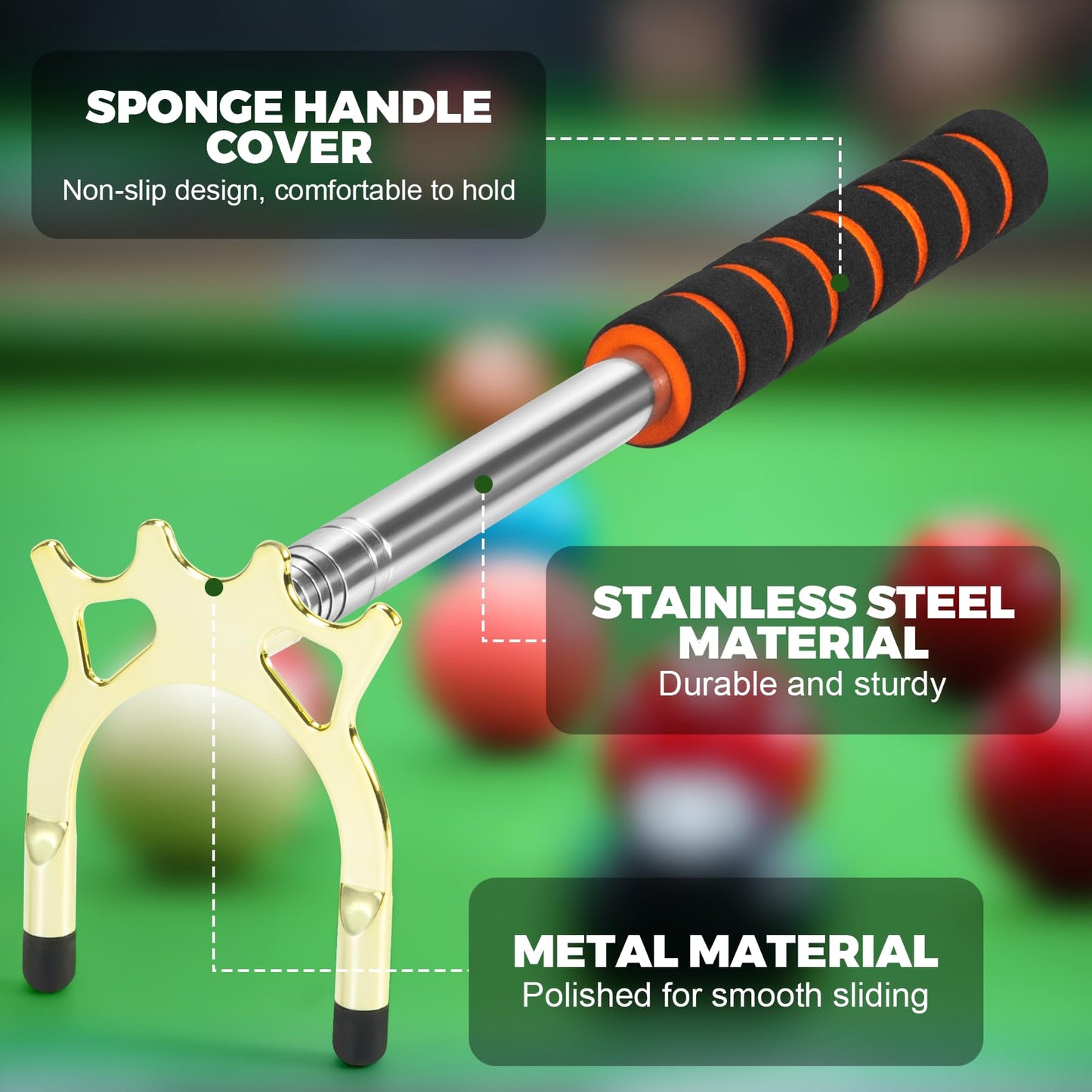 Pool Bridge Stick Retractable with Brass Head