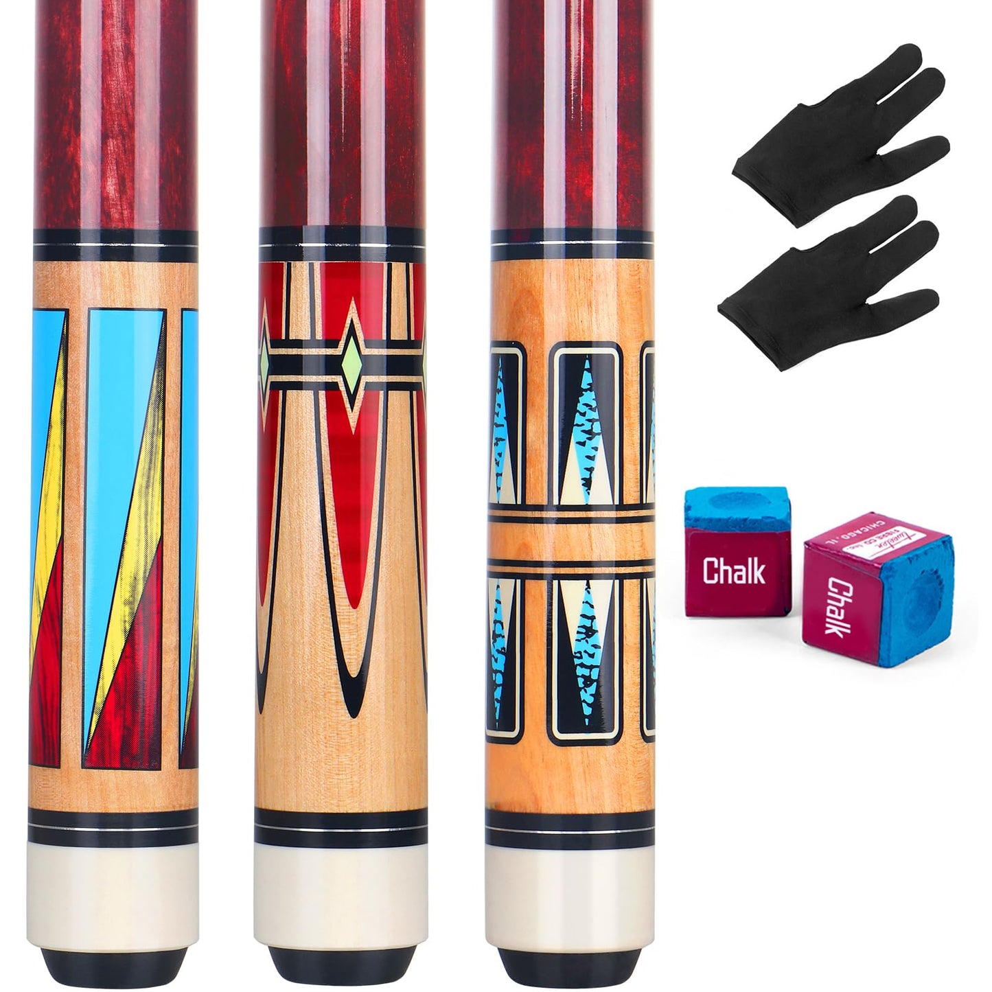 AKLOT 4x 58" Maple Pool Cues