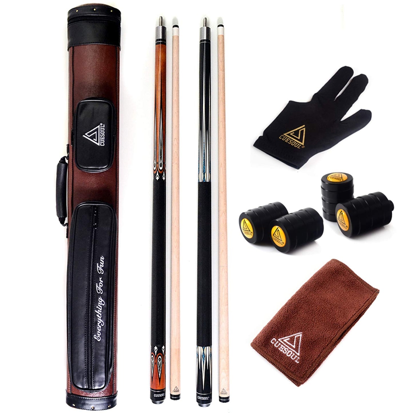 CUESOUL 2-Pack Pool Cue Sticks with Hard Case
