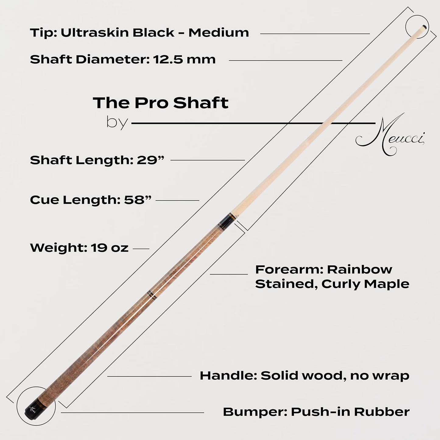Meucci Rainbow Stain Pool Cue 19oz