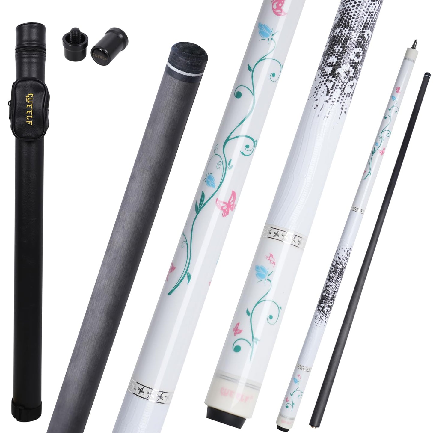 58" Carbon Fiber Pool Cue – Pink, Low Deflection