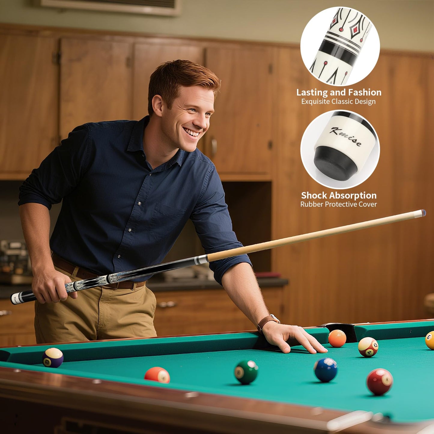 Kmise 58" Maple Pool Cue with Case