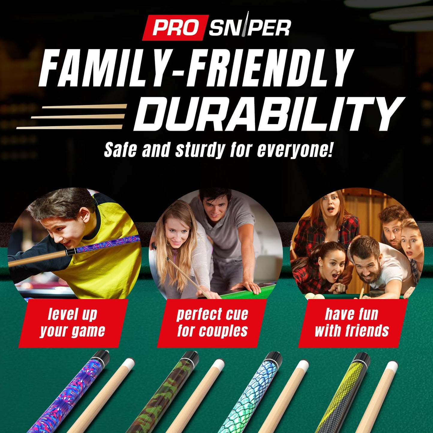 Premium 4-Pack 58" Maple Pool Cues