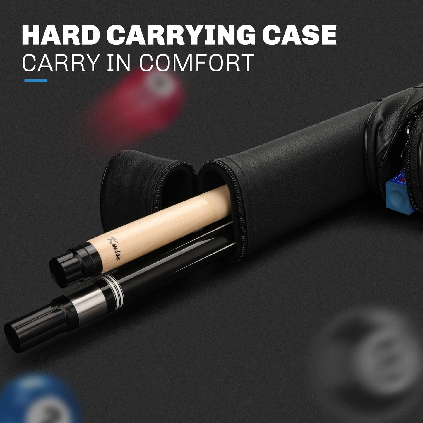 Kmise 58" Maple Pool Cue with Case