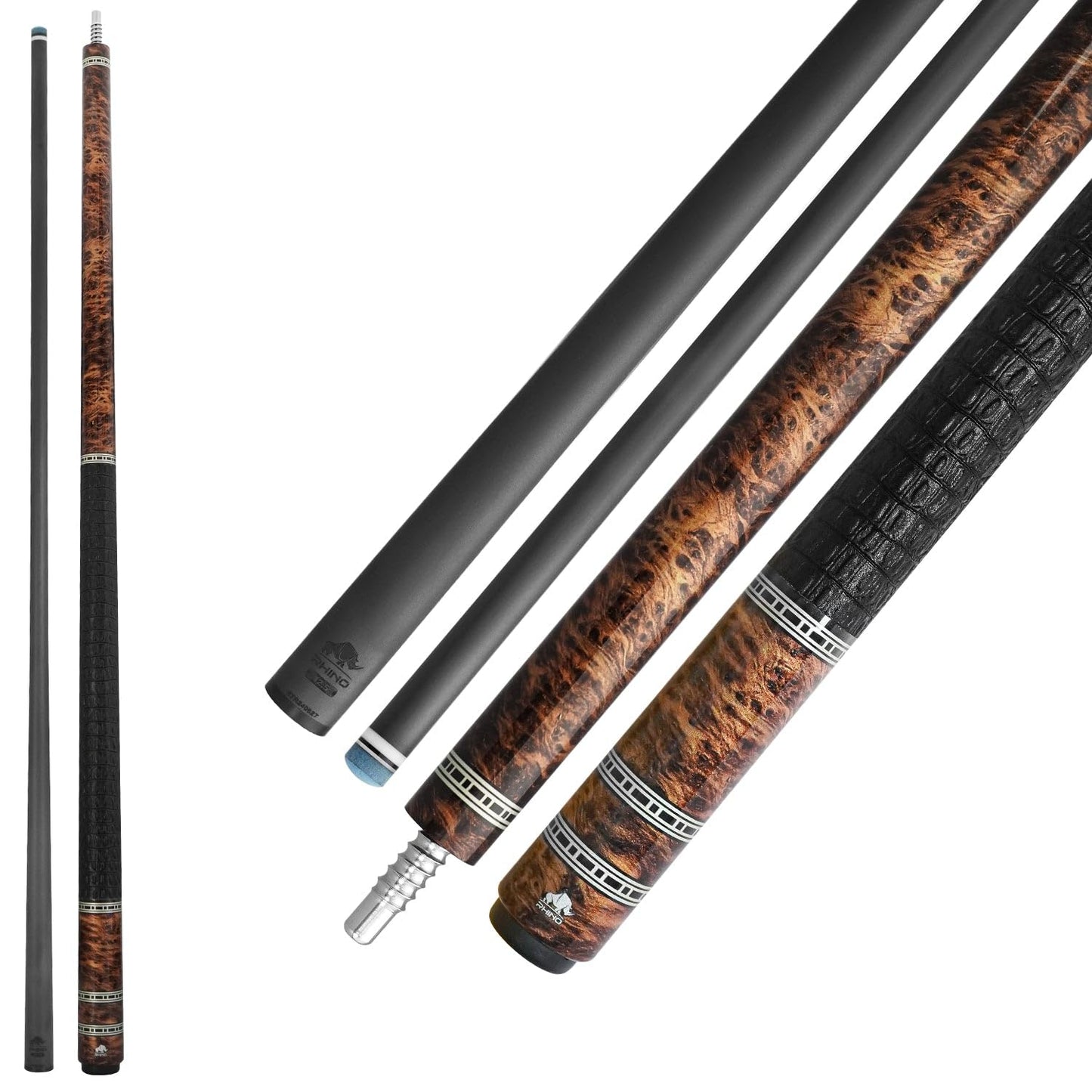 RHINO Retro Pool Cue Crocodile Wrap
