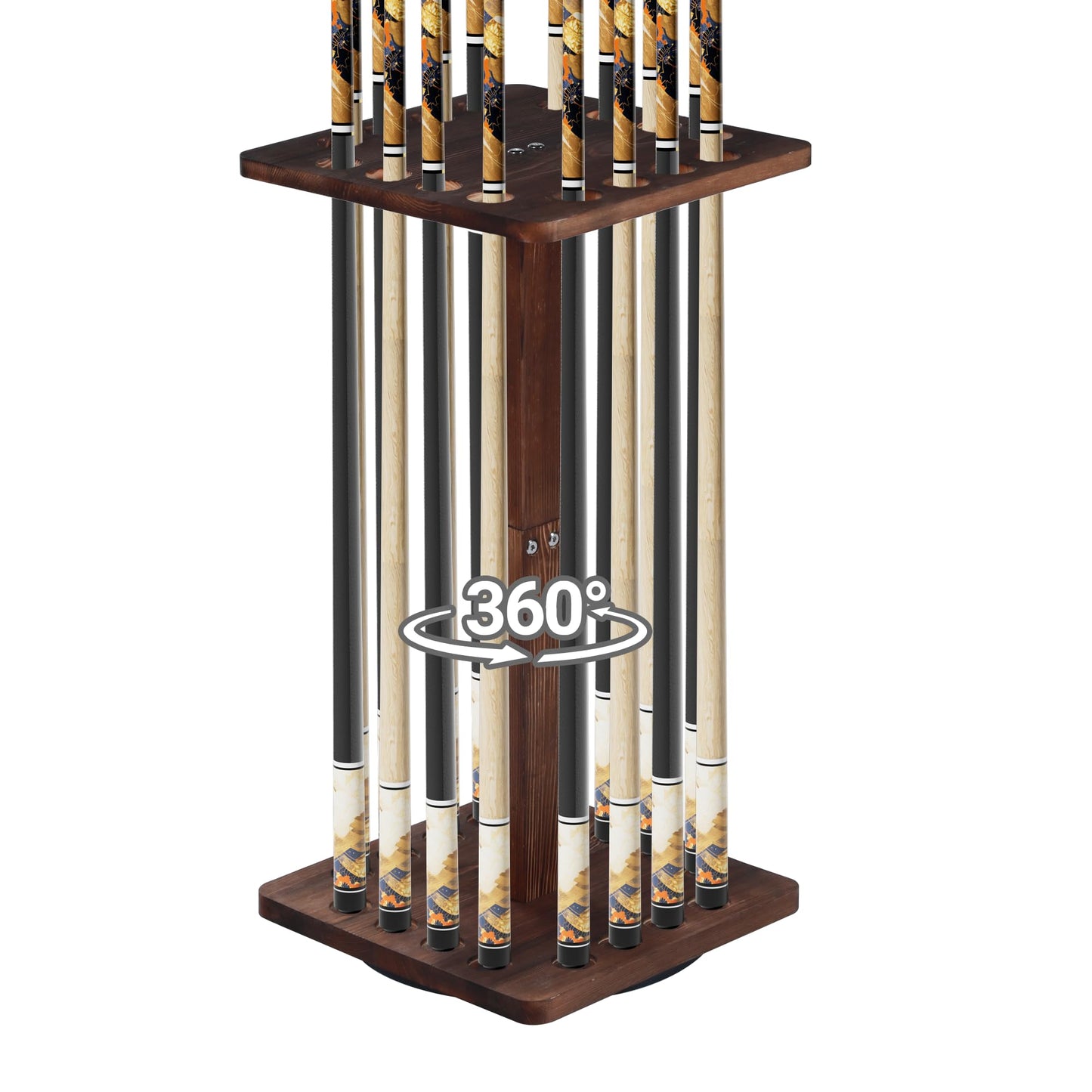 Rotating 15-Stick Pool Cue Rack