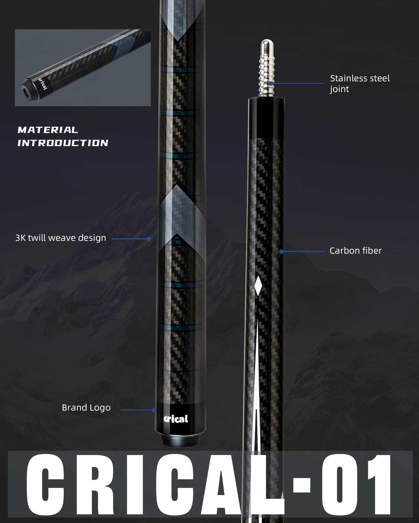 CRICAL 58" Carbon Fiber Pool Cue