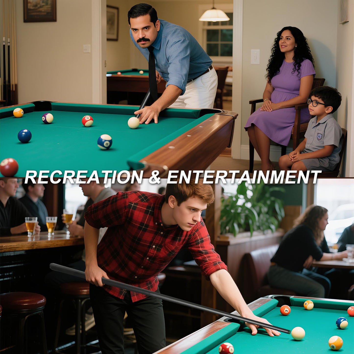 58" Fiberglass Graphite Pool Cue Sticks – 18-21oz