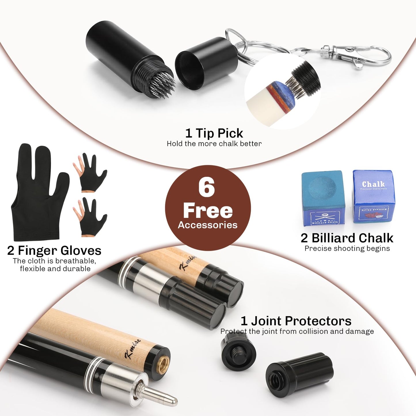 Kmise 58" Maple Pool Cue with Case