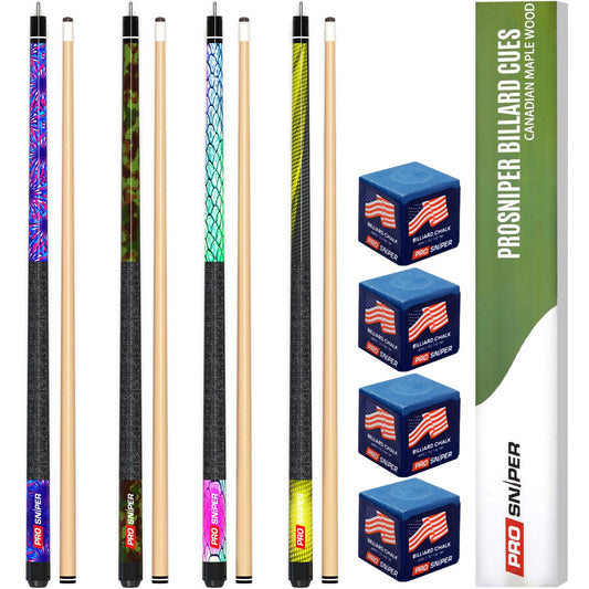 Premium 4-Pack 58" Maple Pool Cues