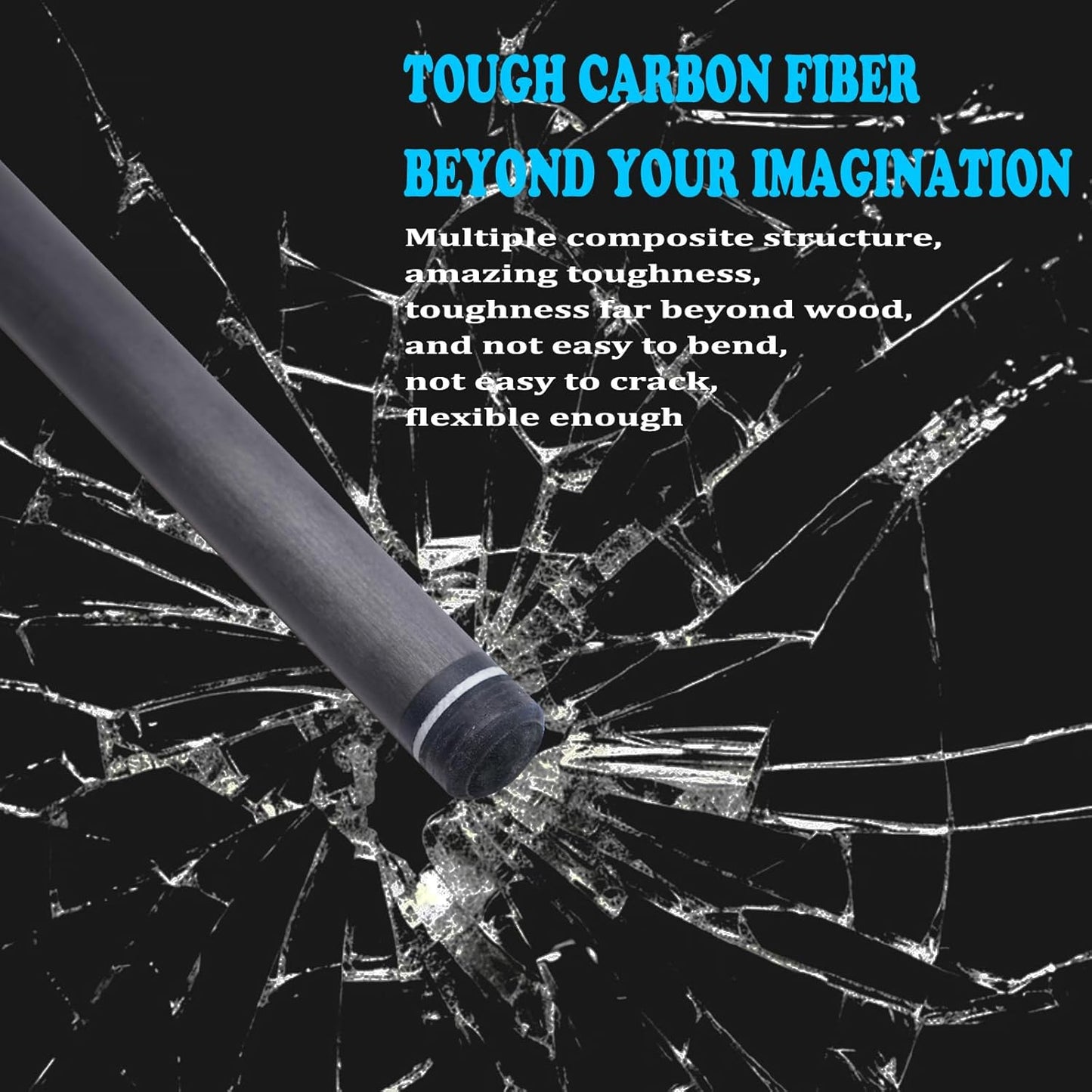 58" Carbon Fiber Pool Cue – Pink, Low Deflection