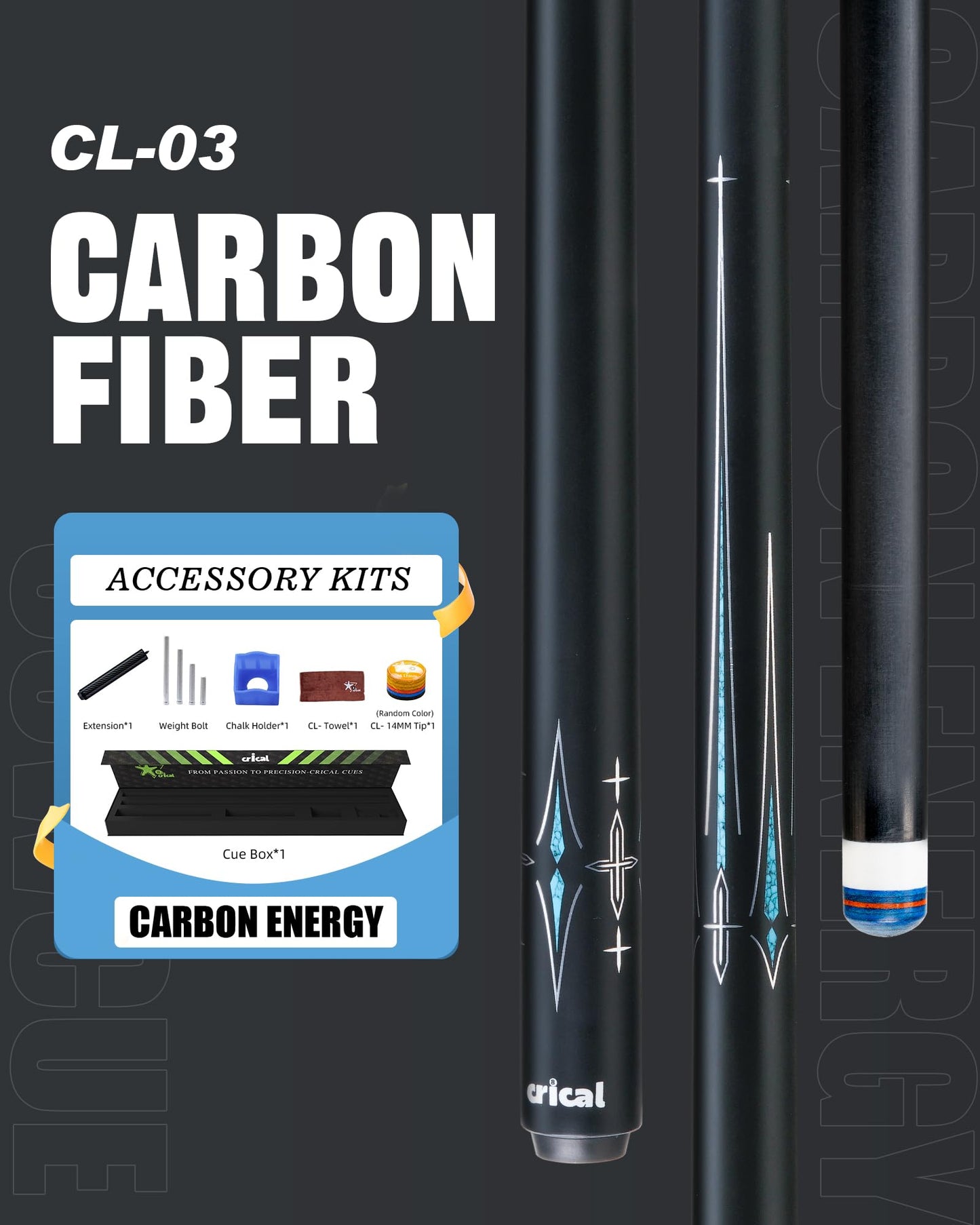 CRICAL 58" Carbon Fiber Pool Cue