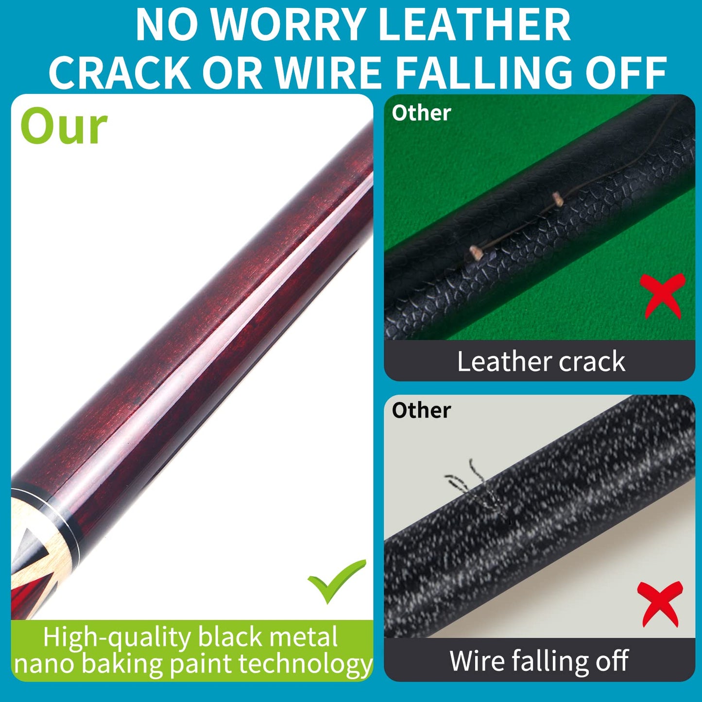 AKLOT 4x 58" Maple Pool Cues