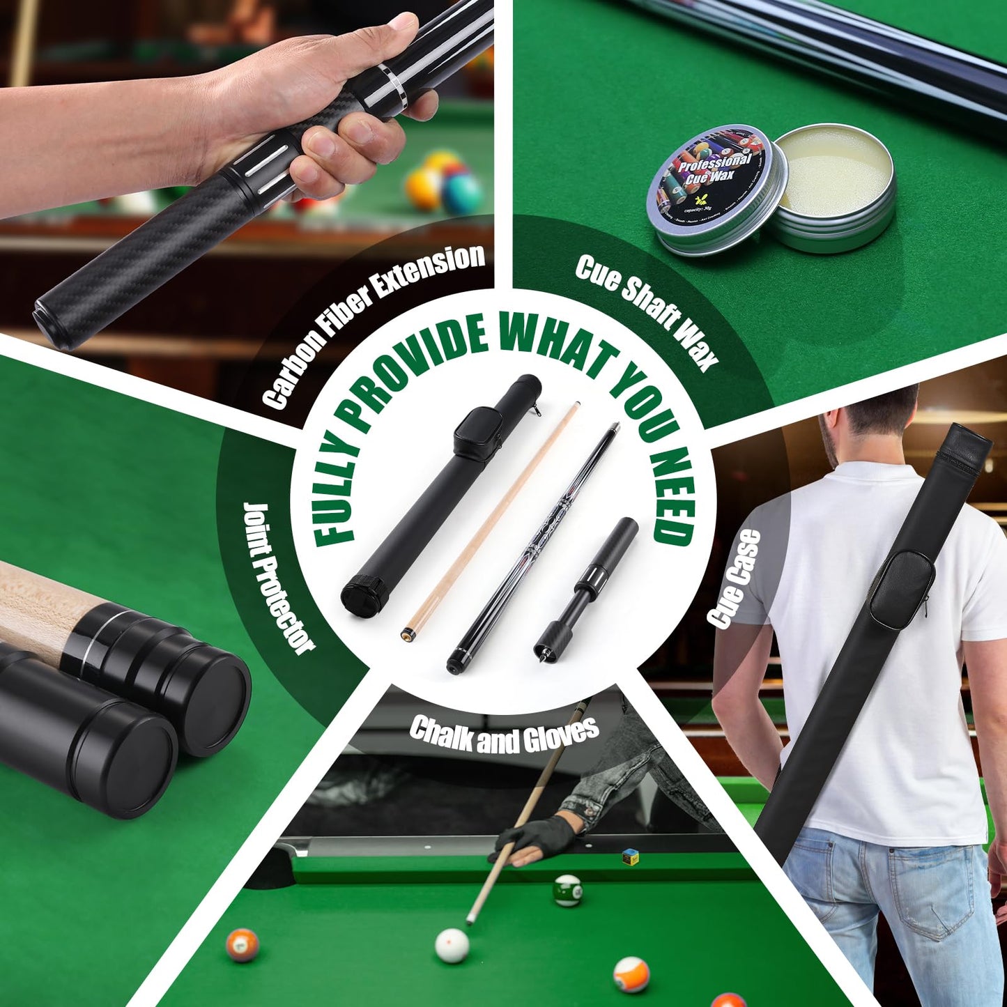 Premium 58" Pool Cue Set