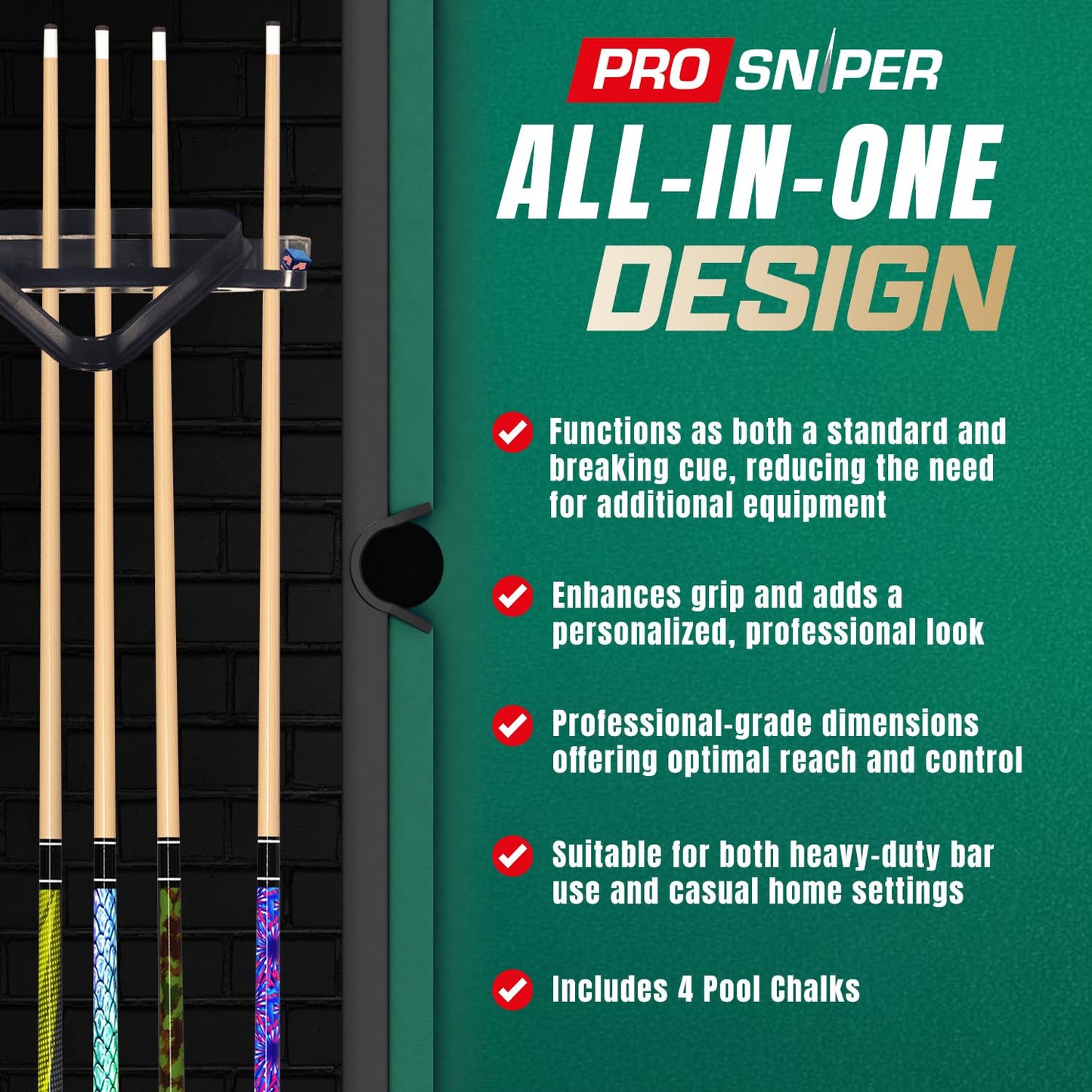 Premium 4-Pack 58" Maple Pool Cues