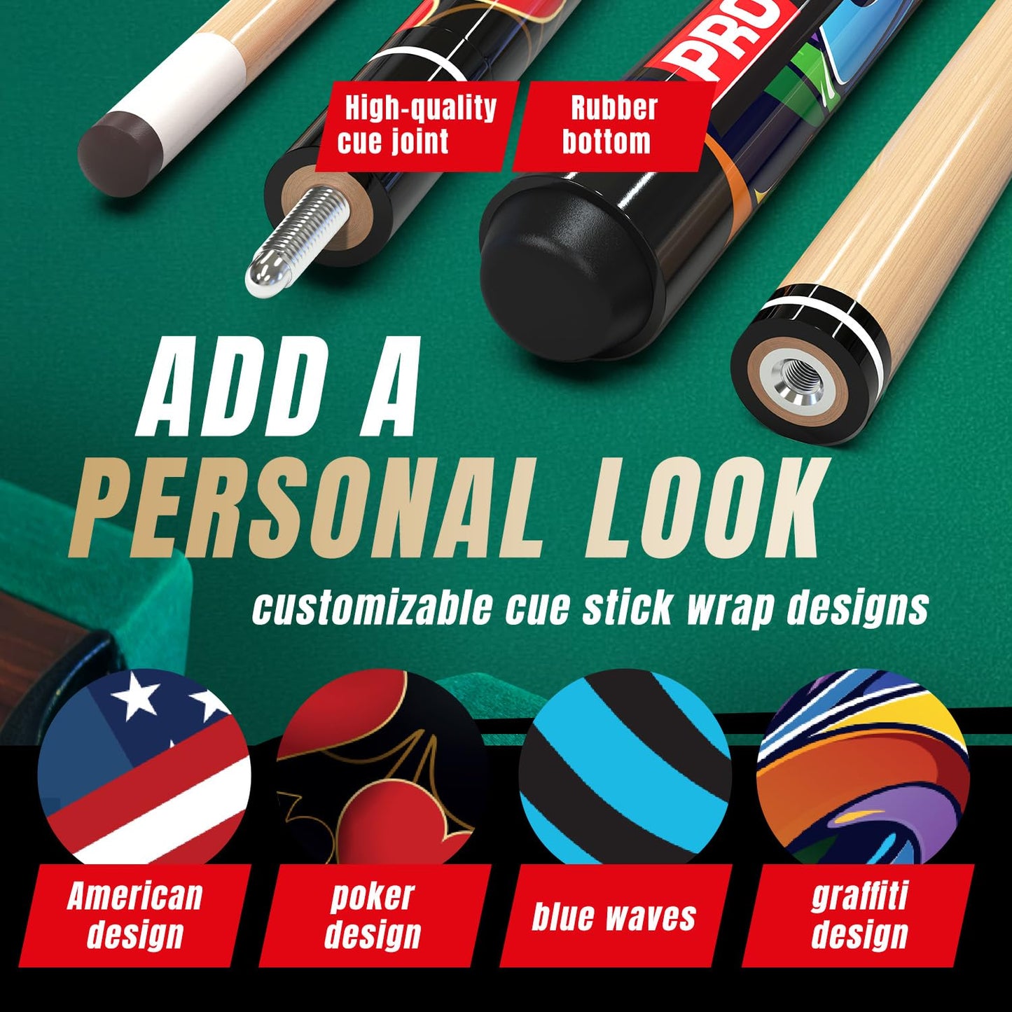 Premium 4-Pack 58" Maple Pool Cues