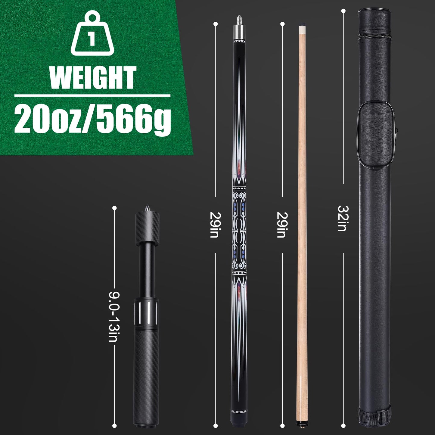 Premium 58" Pool Cue Set