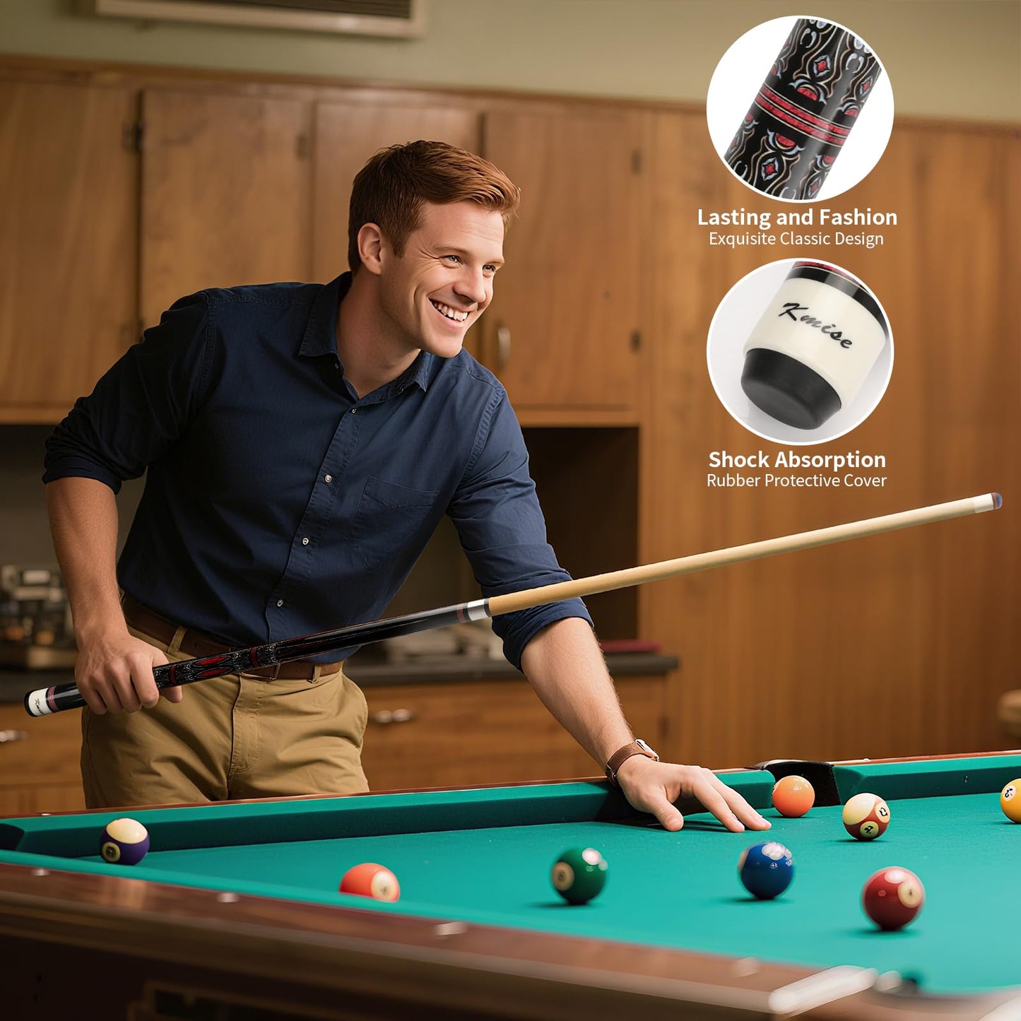 Kmise 58" Maple Pool Cue with Case