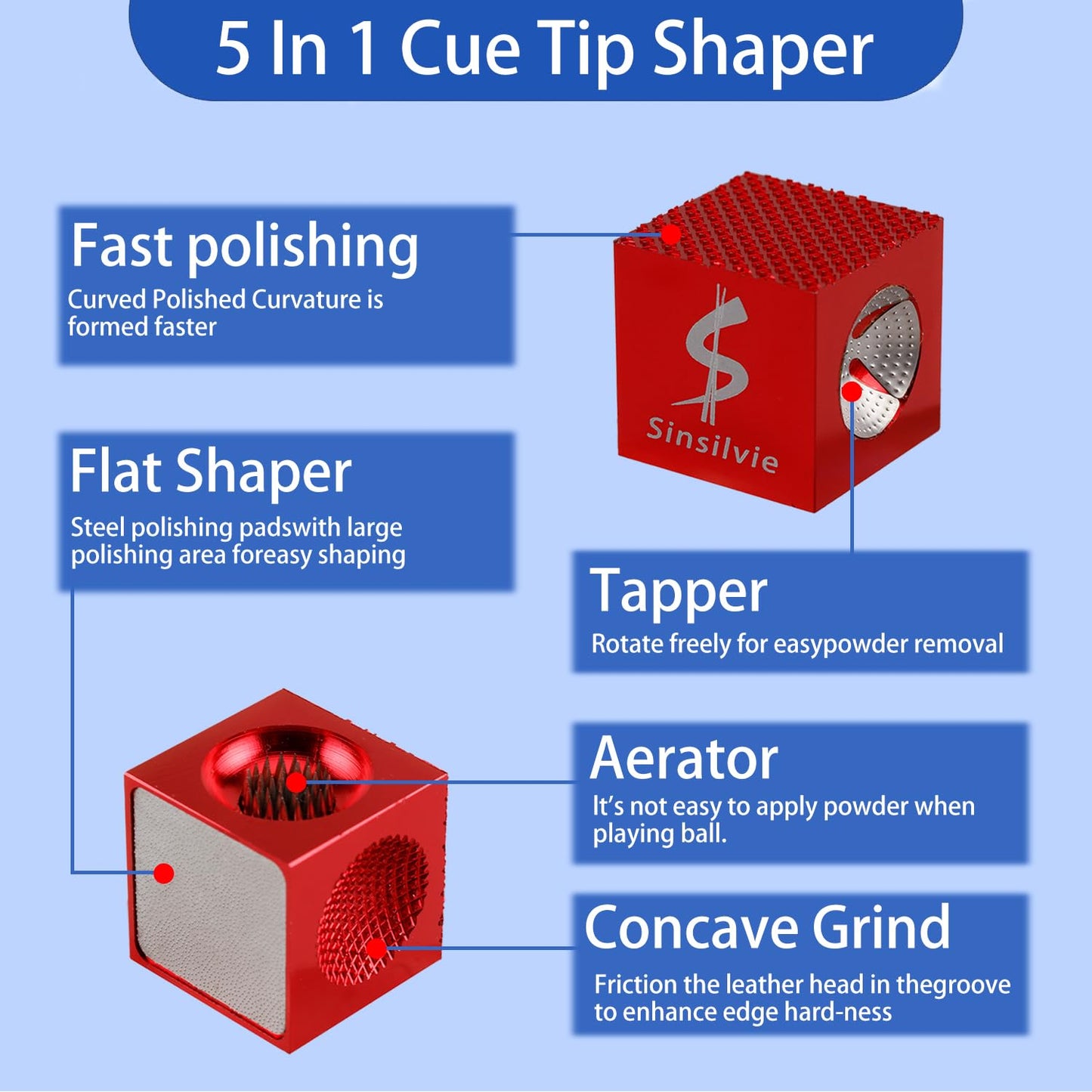 5-in-1 Pool Cue Tip Tool