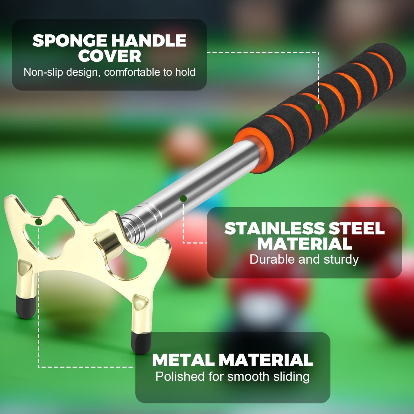 Pool Bridge Stick Retractable with Brass Head