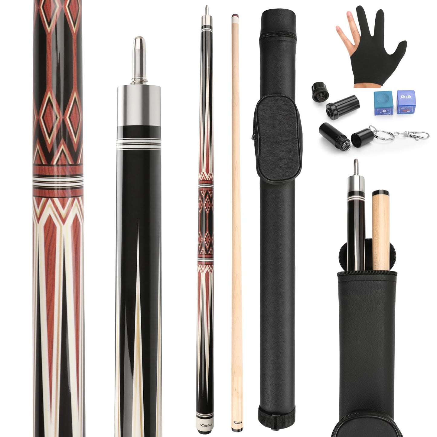 Kmise 58" Maple Pool Cue with Case