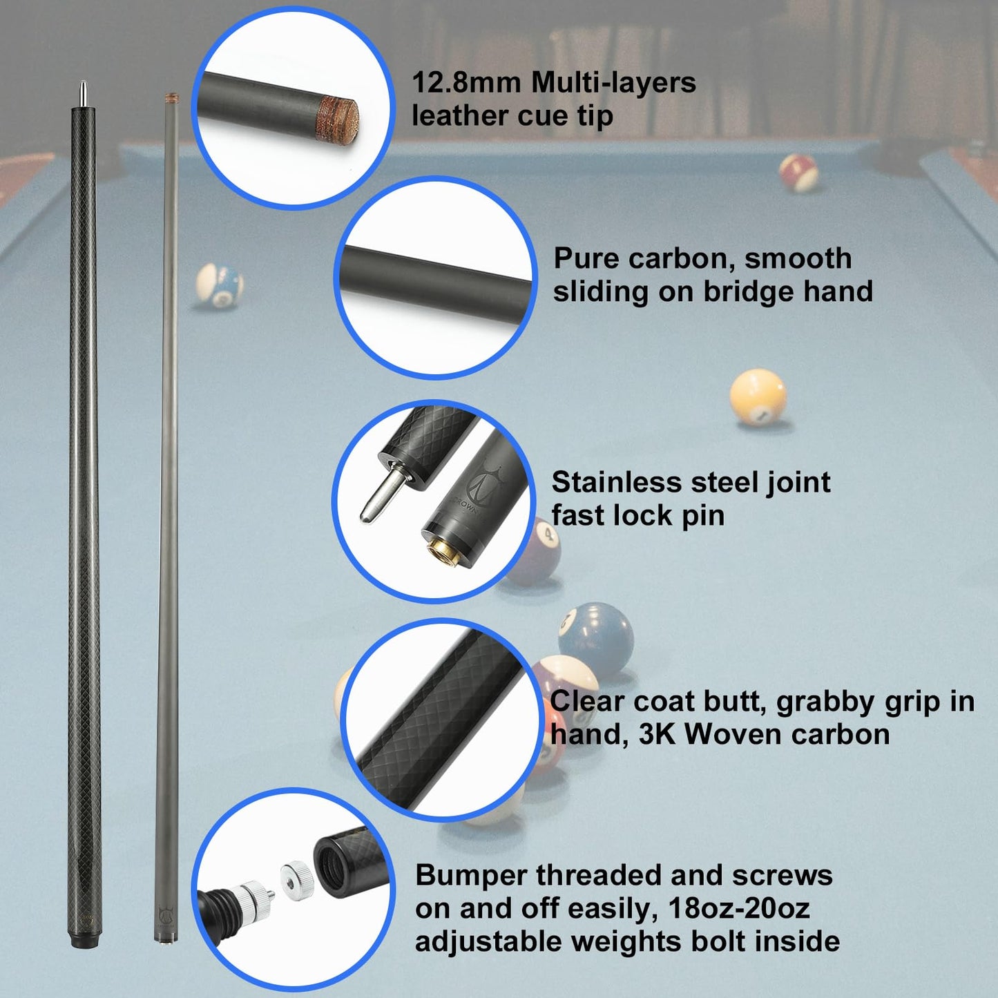 CROWN ME Carbon Fiber Pool Cue